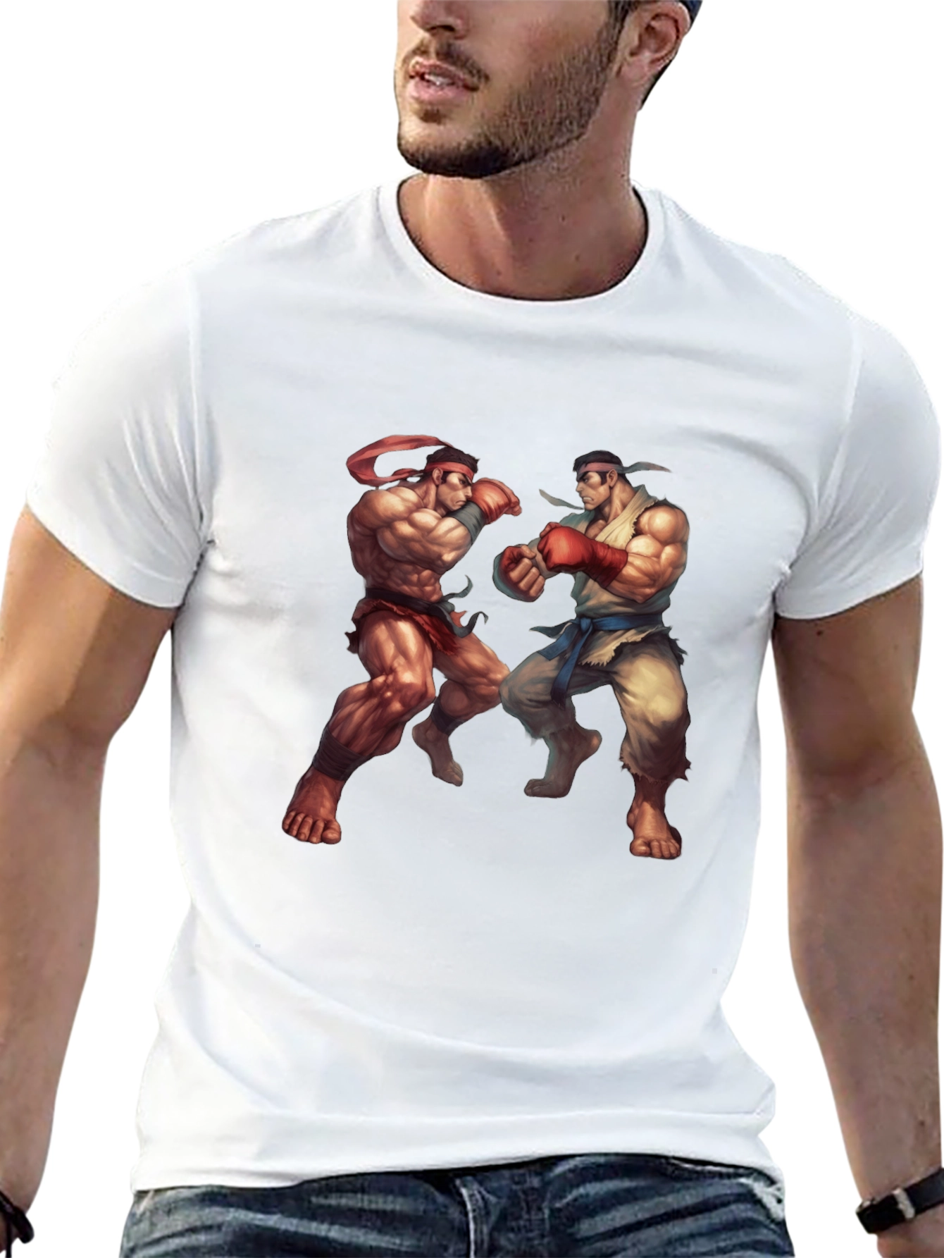 Street Fighter Graphic Tee - Black Cotton Blend