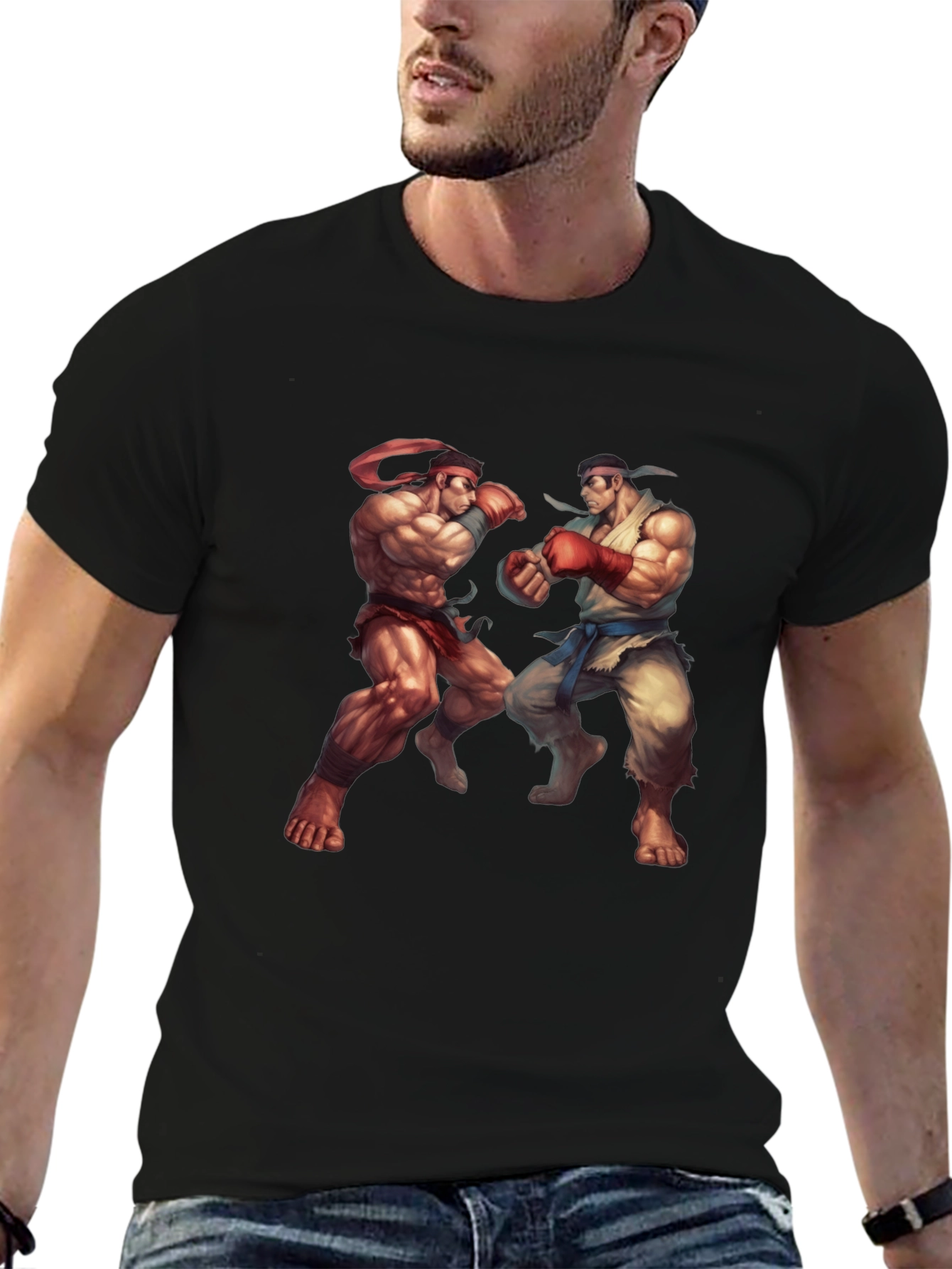 Street Fighter Graphic Tee - Black Cotton Blend