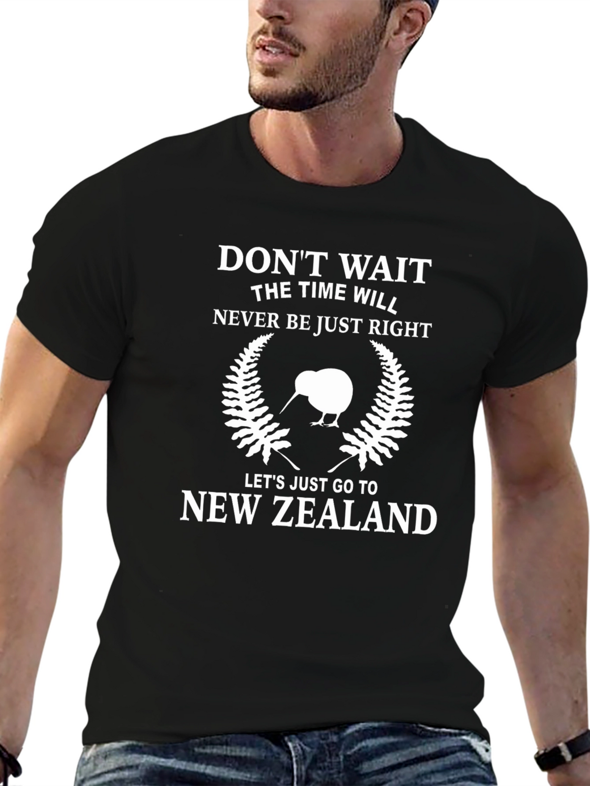 New Zealand Kiwi Bird Graphic Tee - Black