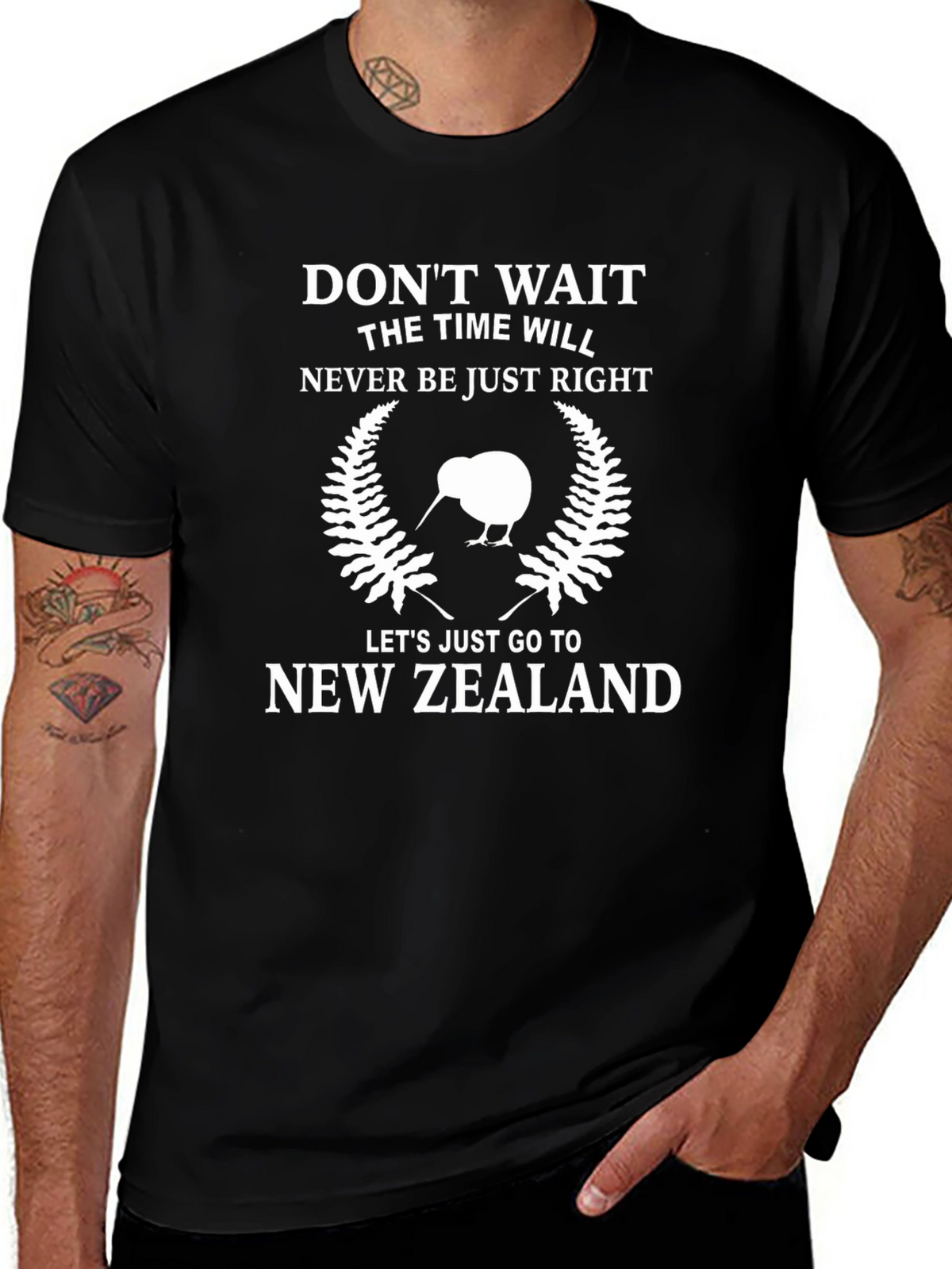New Zealand Kiwi Bird Graphic Tee - Black