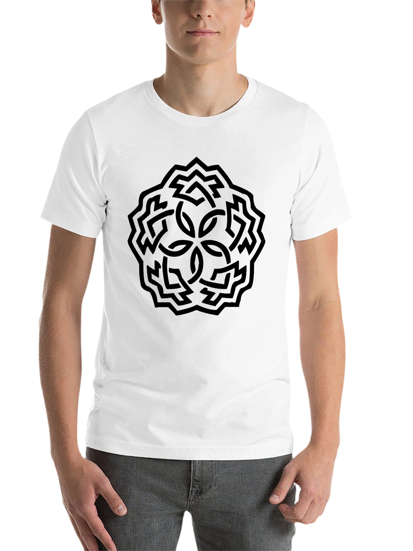 Black Celtic Knot T-Shirt: Stylish Geometric Design