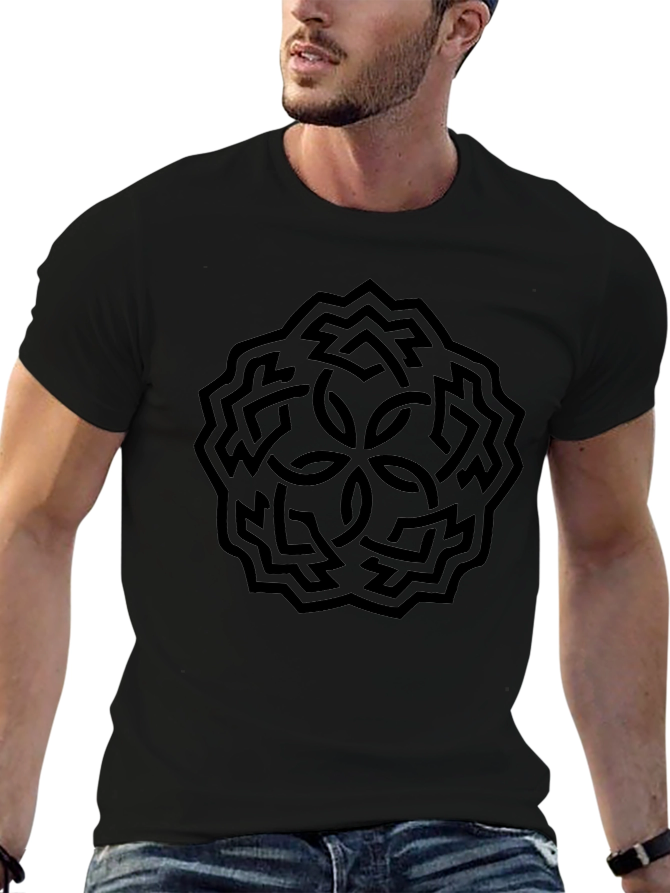 Black Celtic Knot T-Shirt: Stylish Geometric Design