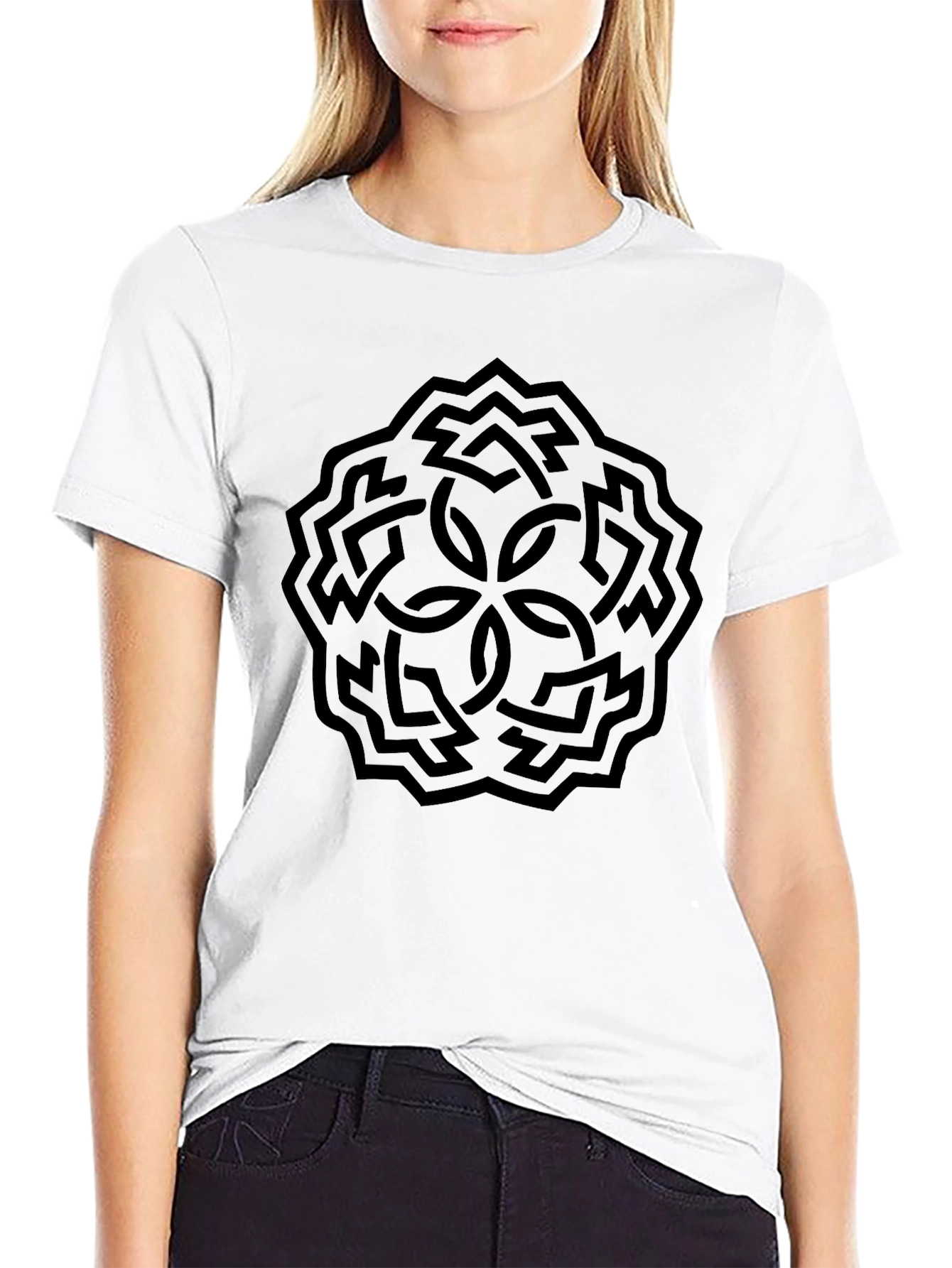 Black Celtic Knot T-Shirt: Stylish Geometric Design