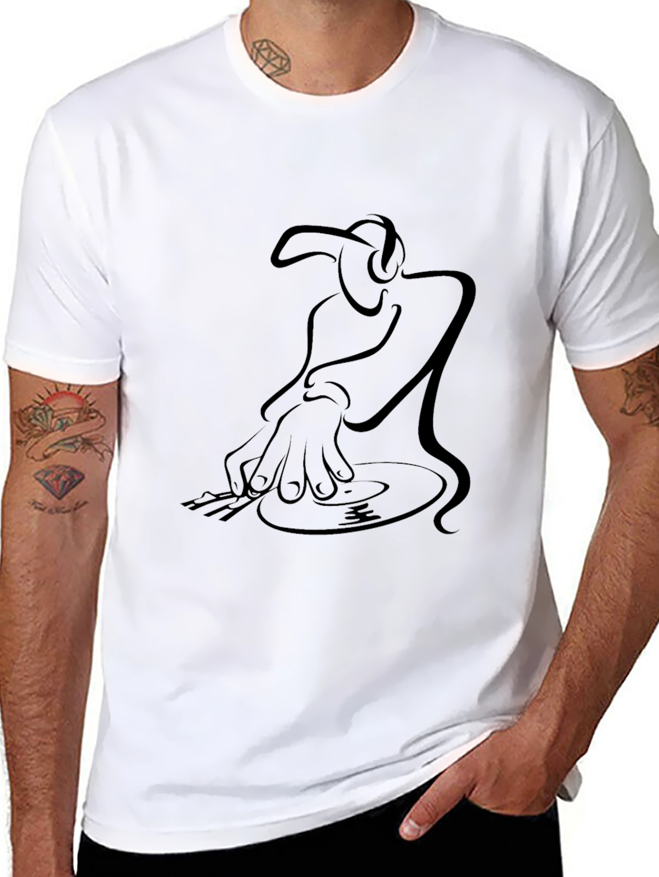 DJ Graphic Tee - Stylish Black Cotton T-Shirt