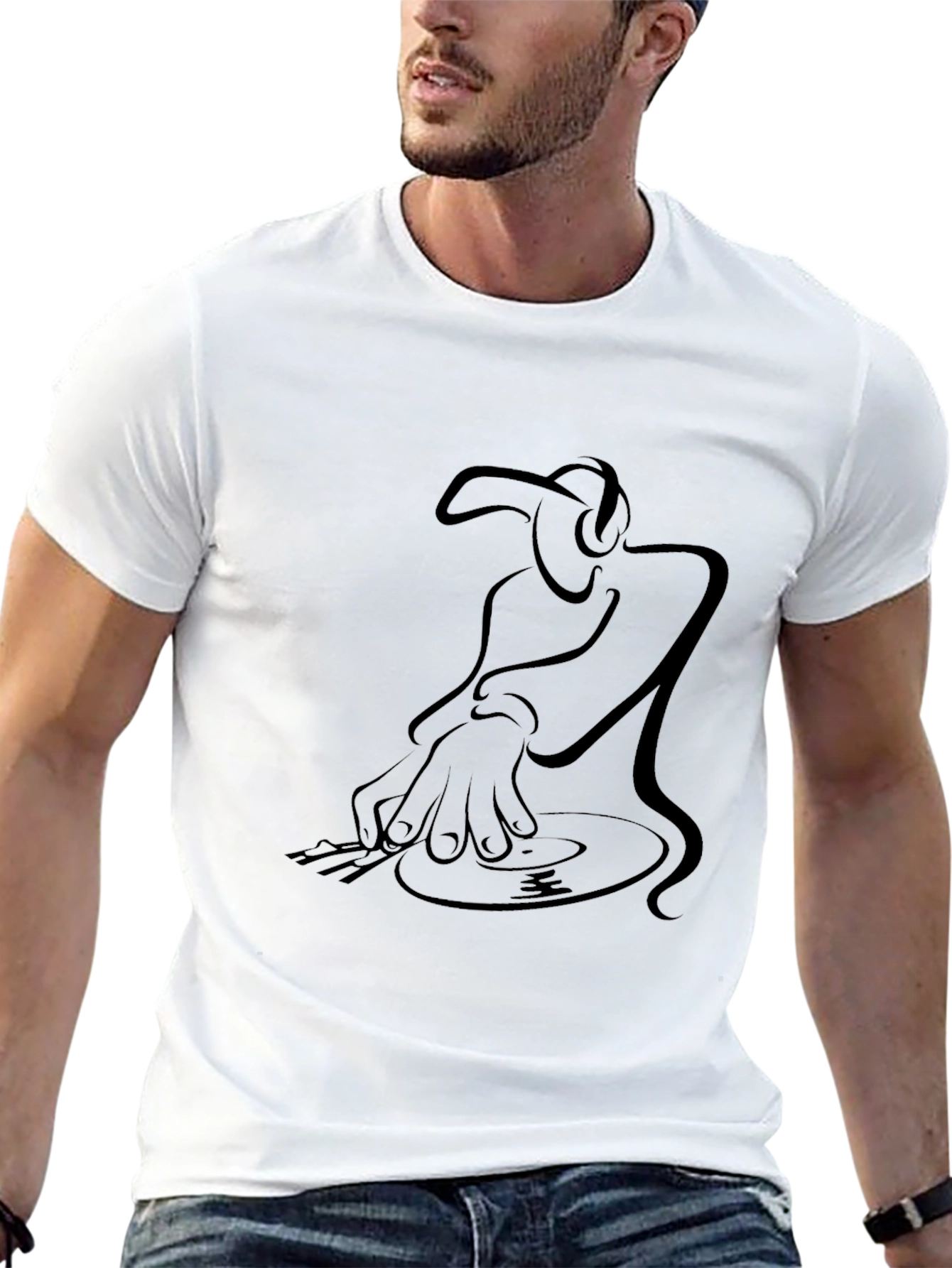 DJ Graphic Tee - Stylish Black Cotton T-Shirt