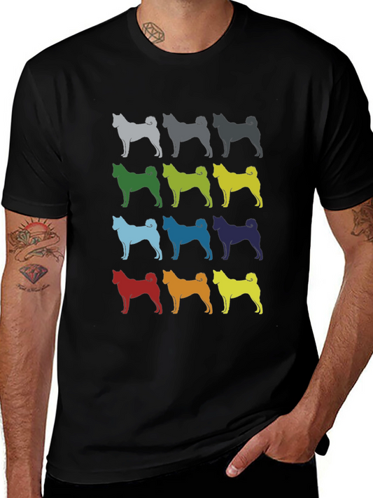Colorful Shiba Inu Dog Breed Pattern T-Shirt