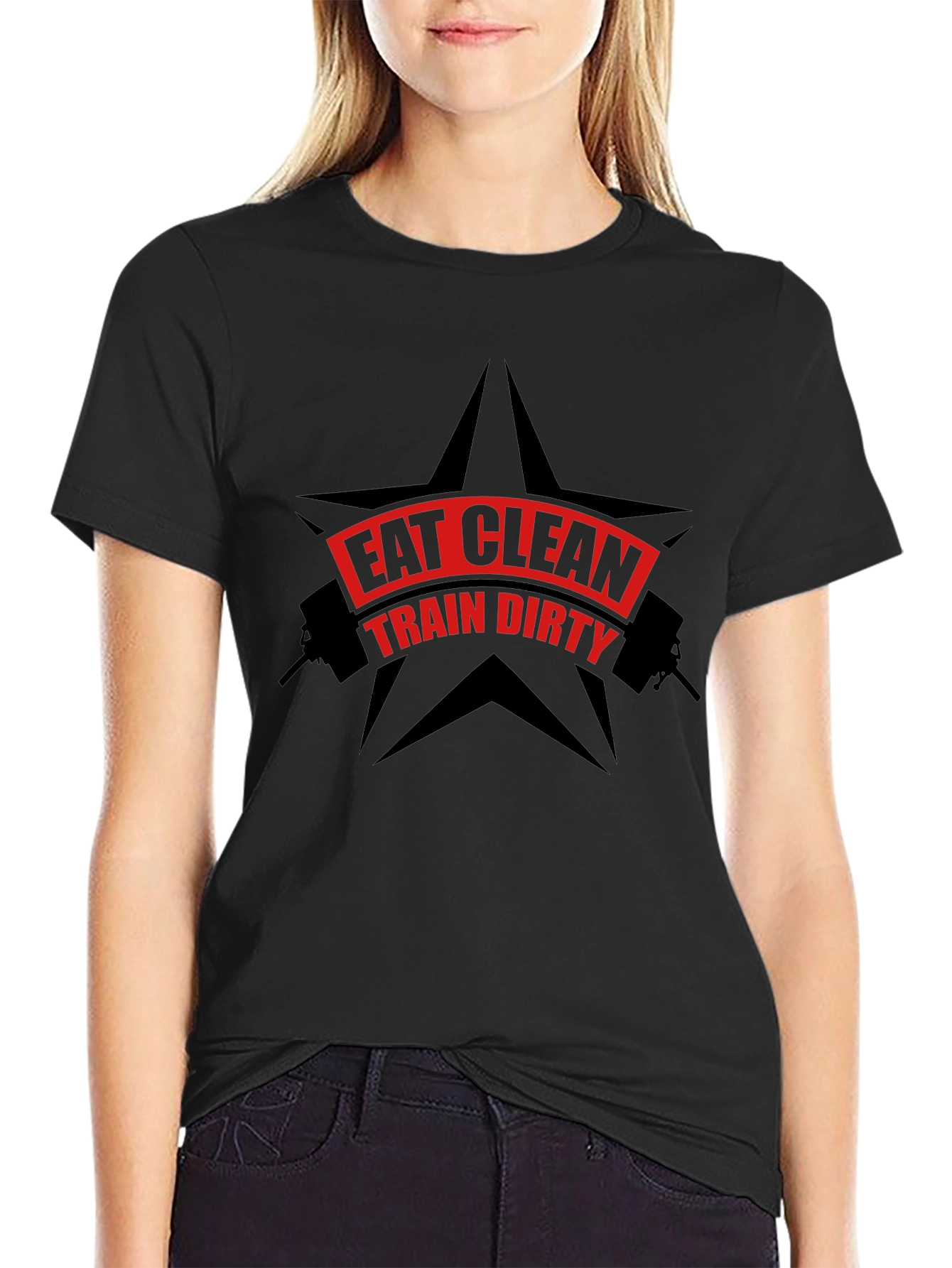 Eat Clean Train Dirty Black Graphic T-Shirt