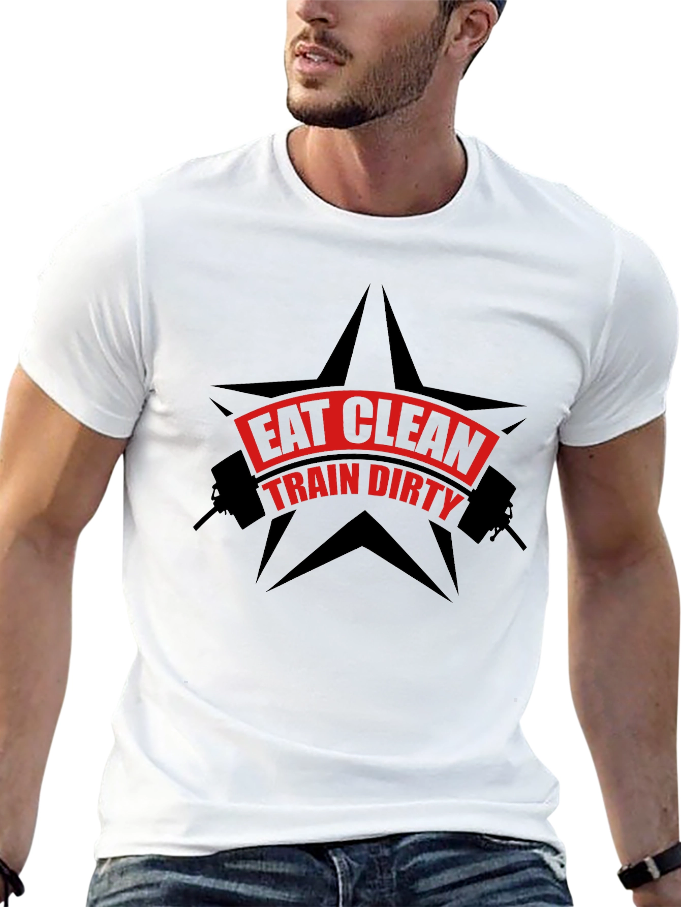Eat Clean Train Dirty Black Graphic T-Shirt