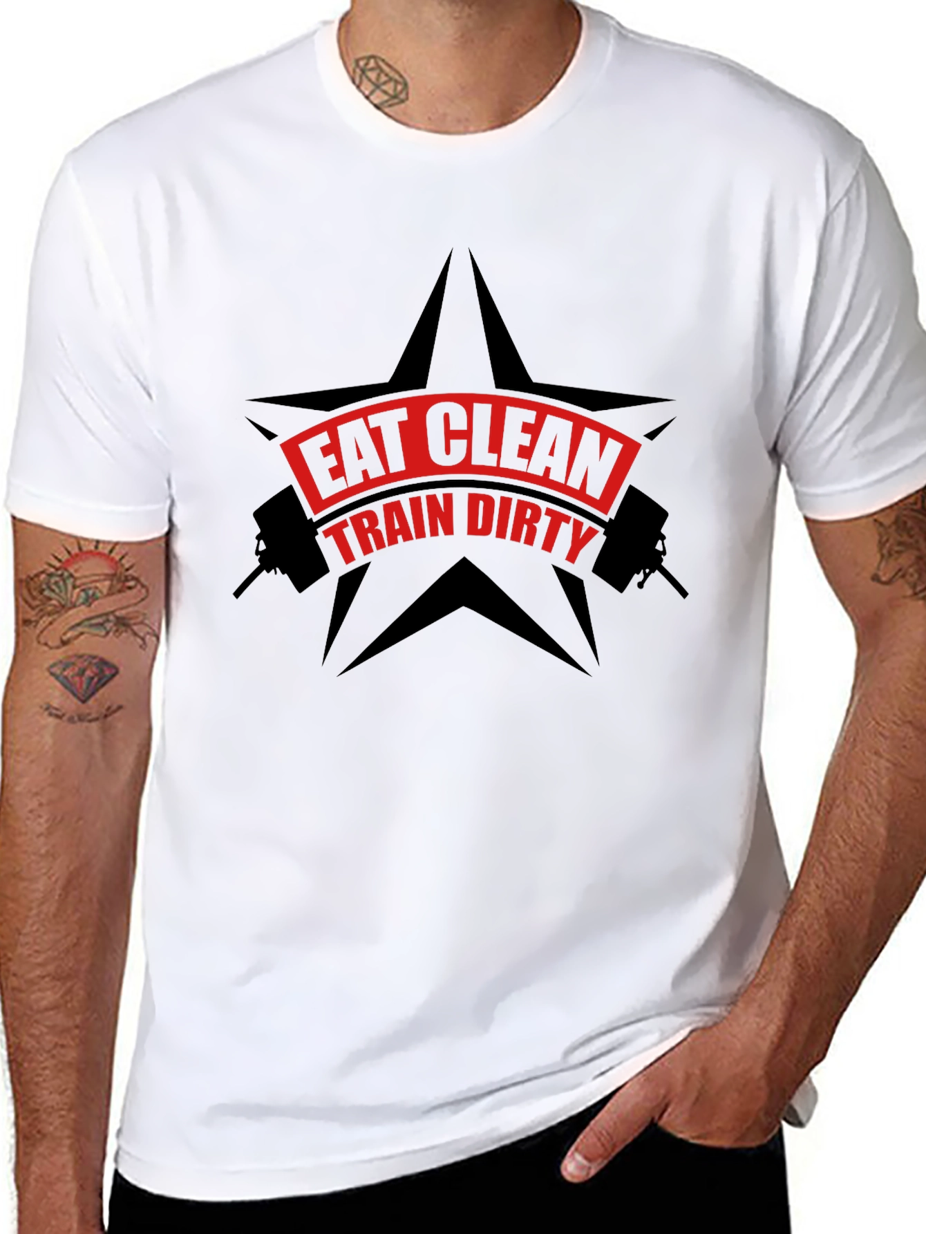 Eat Clean Train Dirty Black Graphic T-Shirt