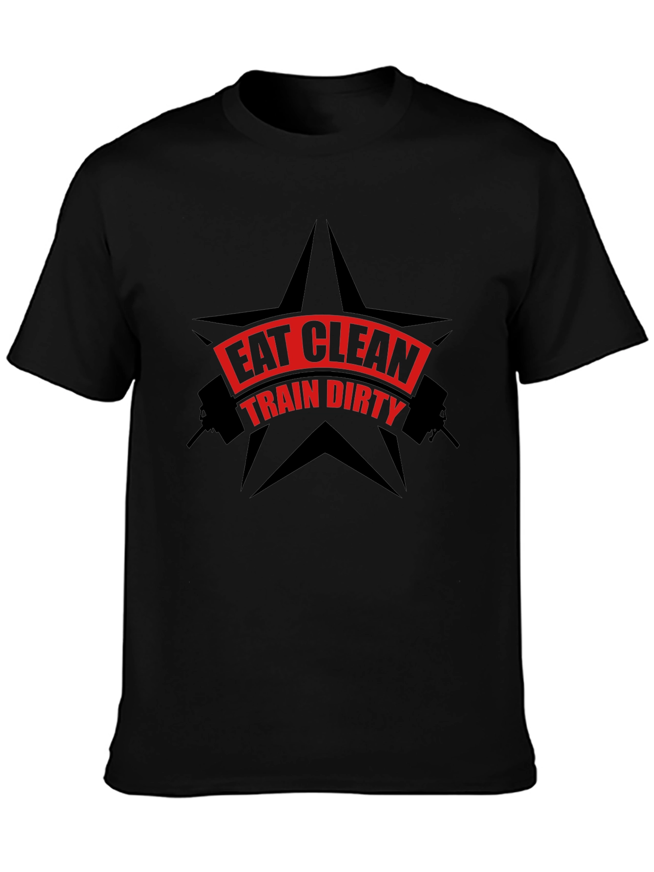 Eat Clean Train Dirty Black Graphic T-Shirt