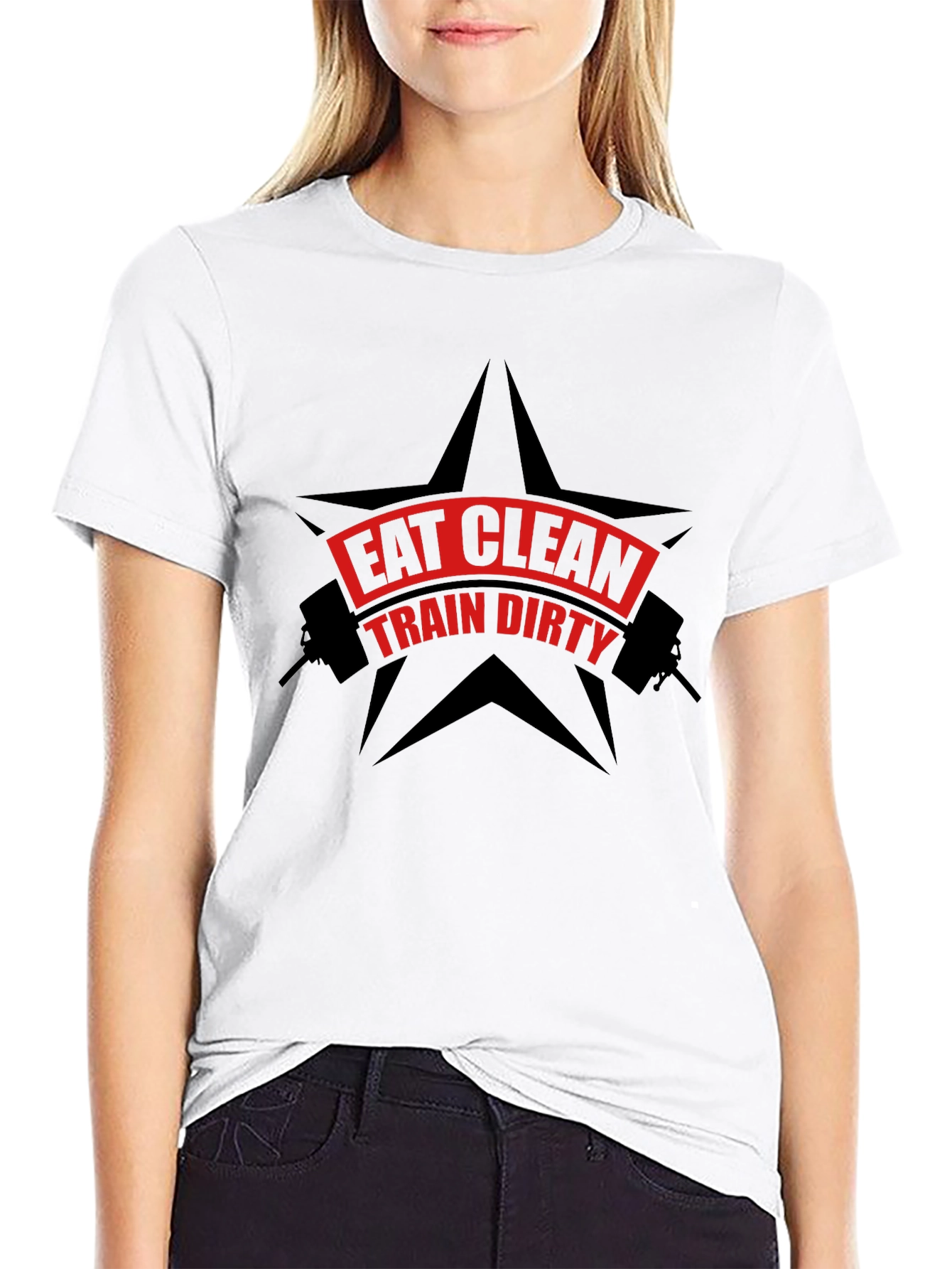 Eat Clean Train Dirty Black Graphic T-Shirt