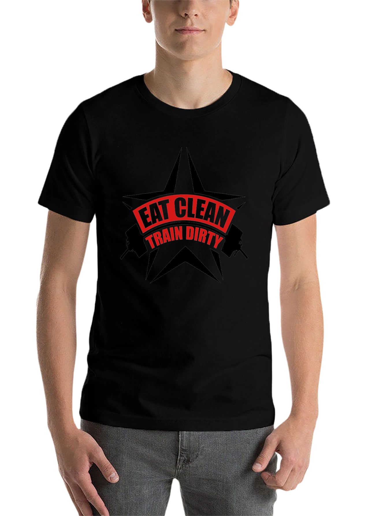 Eat Clean Train Dirty Black Graphic T-Shirt