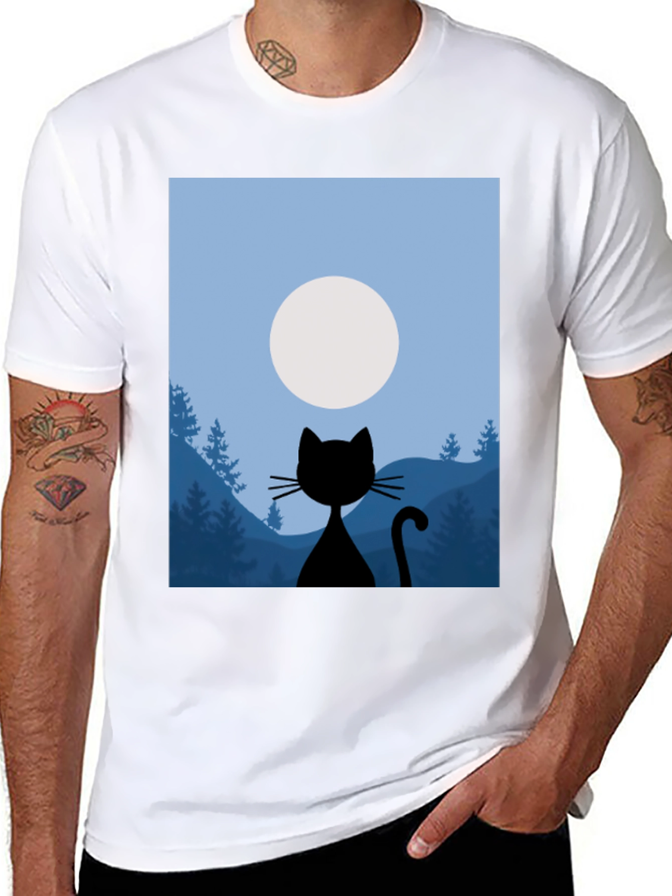 Black Cat Moon Silhouette T-Shirt