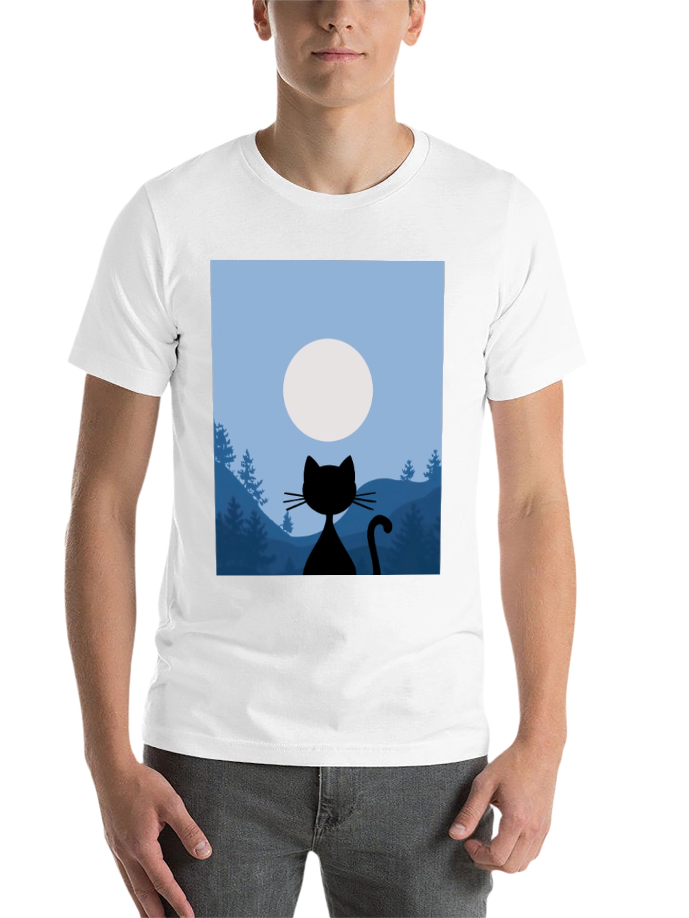 Black Cat Moon Silhouette T-Shirt