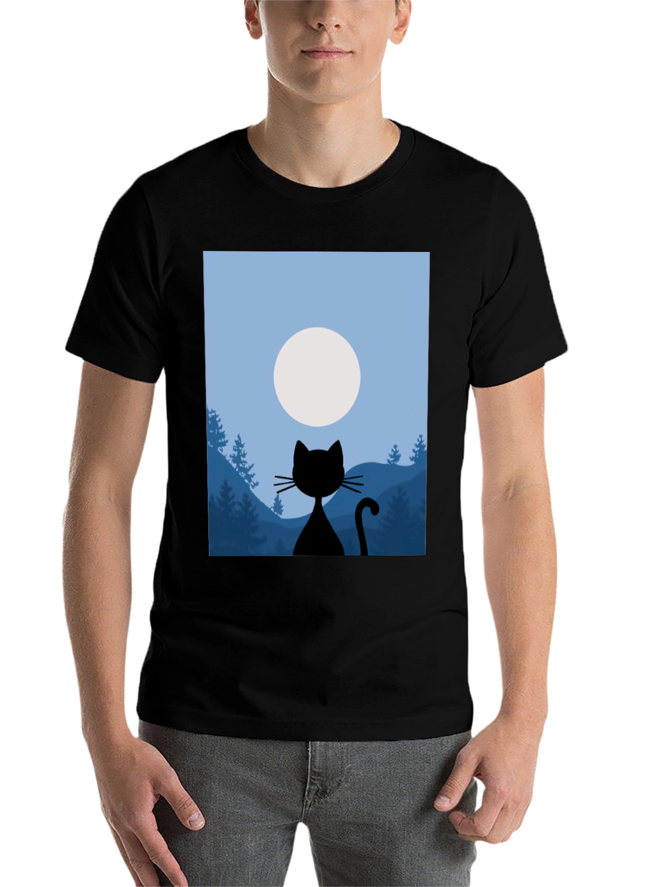 Black Cat Moon Silhouette T-Shirt