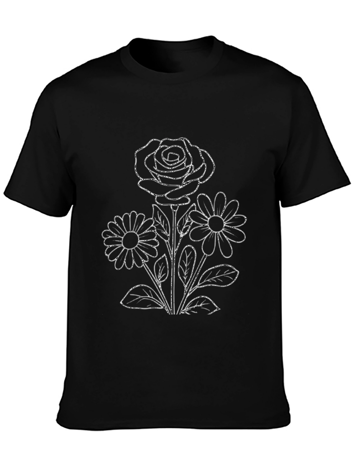 Floral Print Black T-Shirt