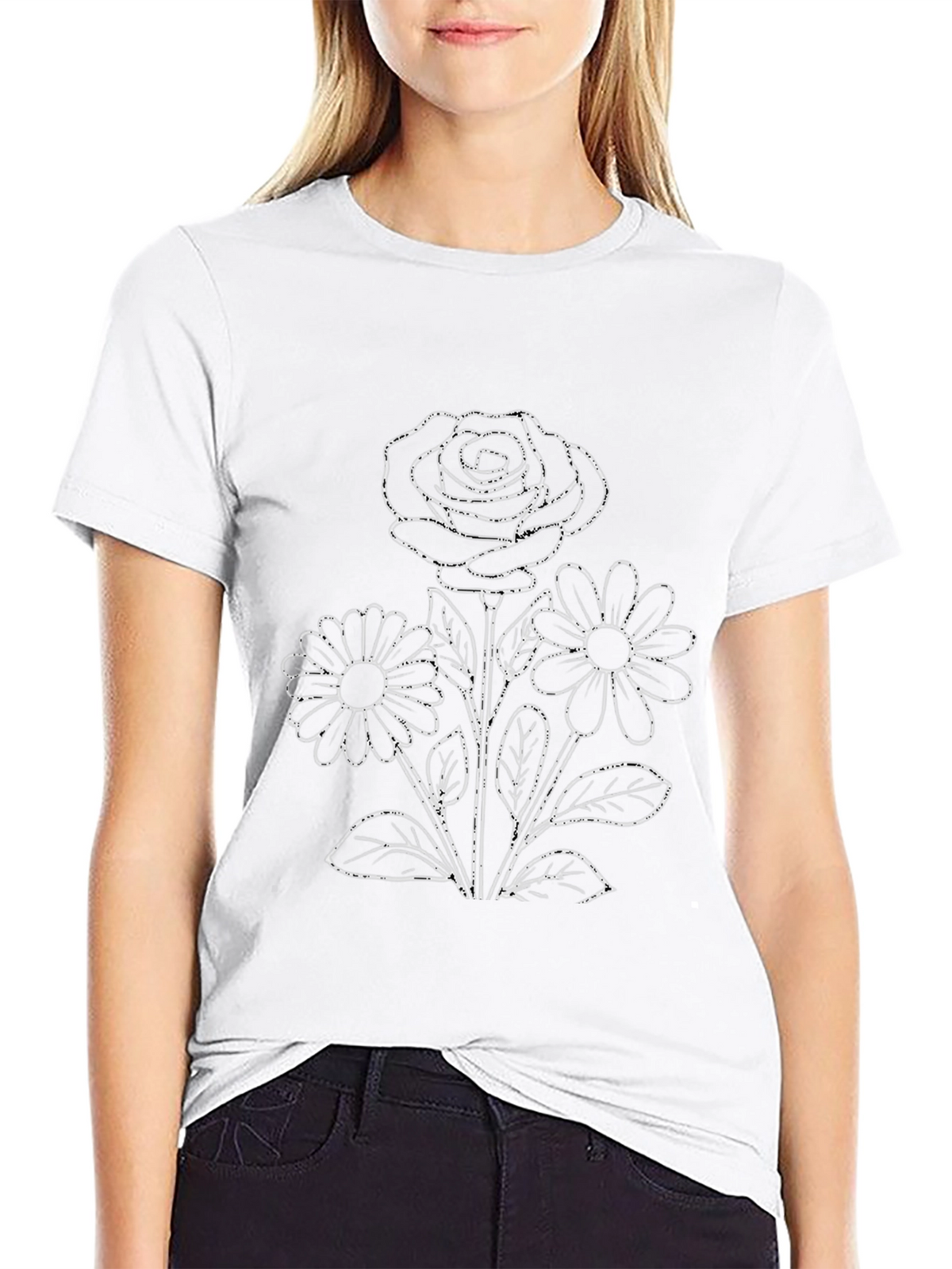 Floral Print Black T-Shirt