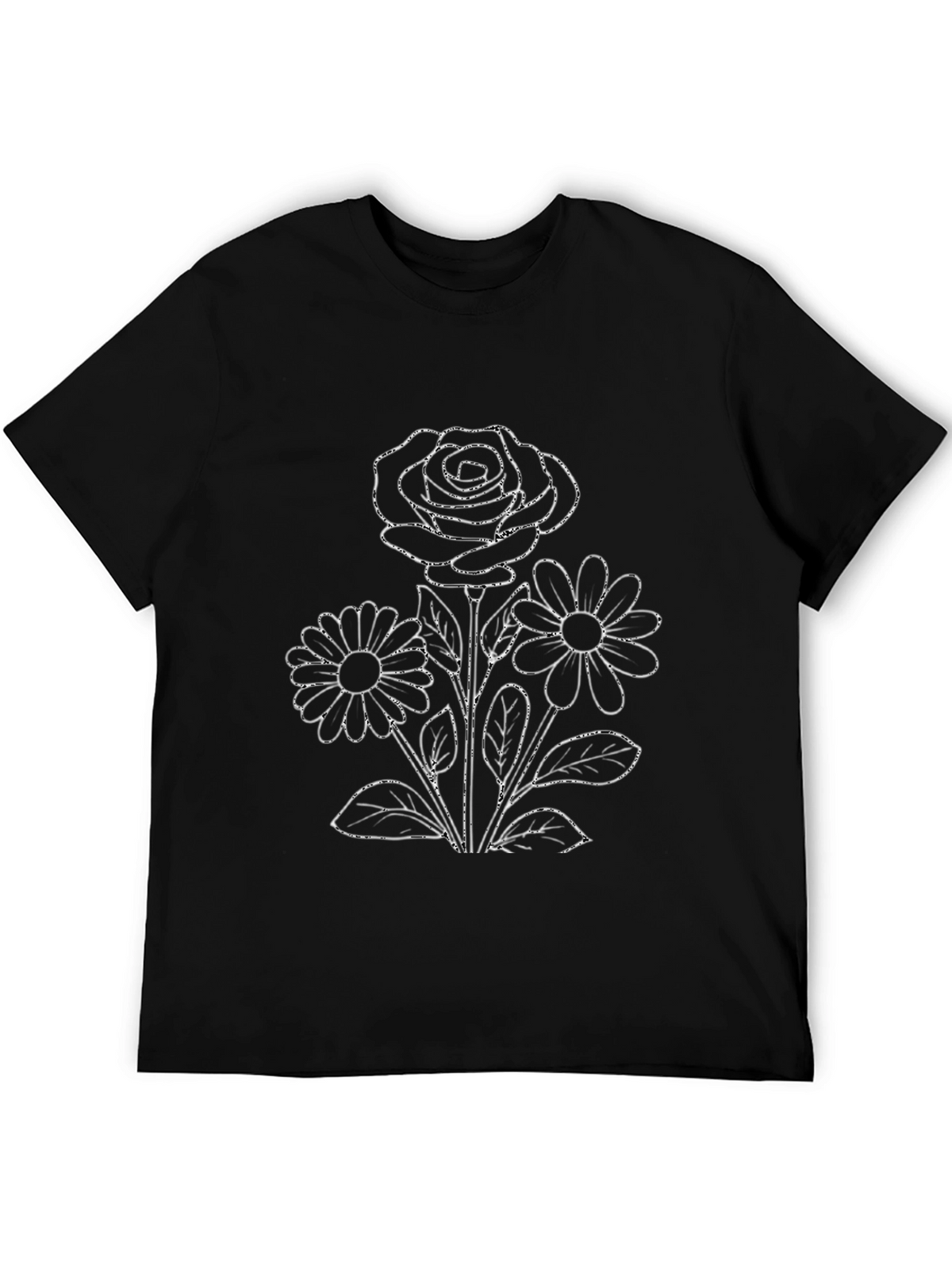 Floral Print Black T-Shirt