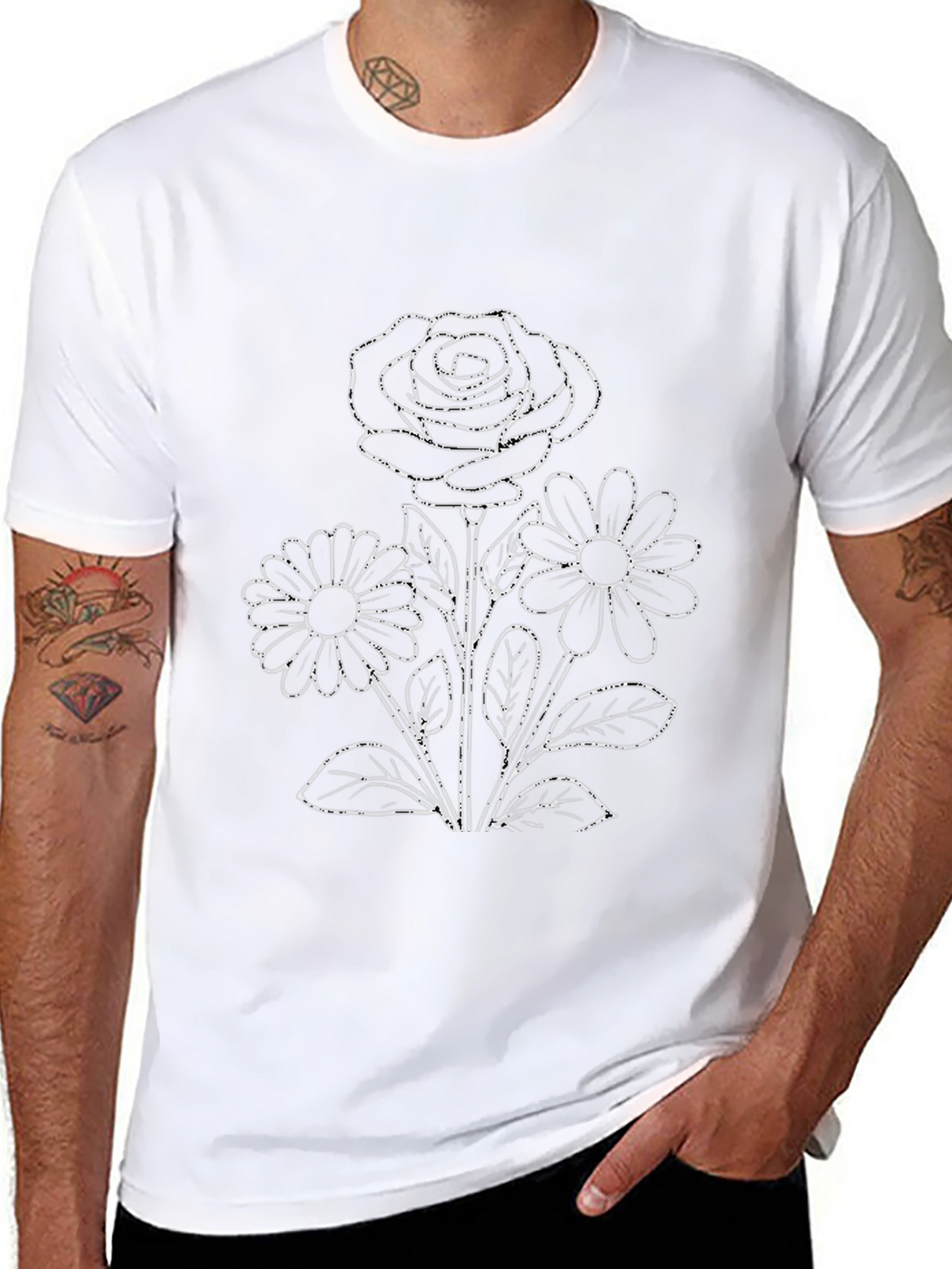 Floral Print Black T-Shirt