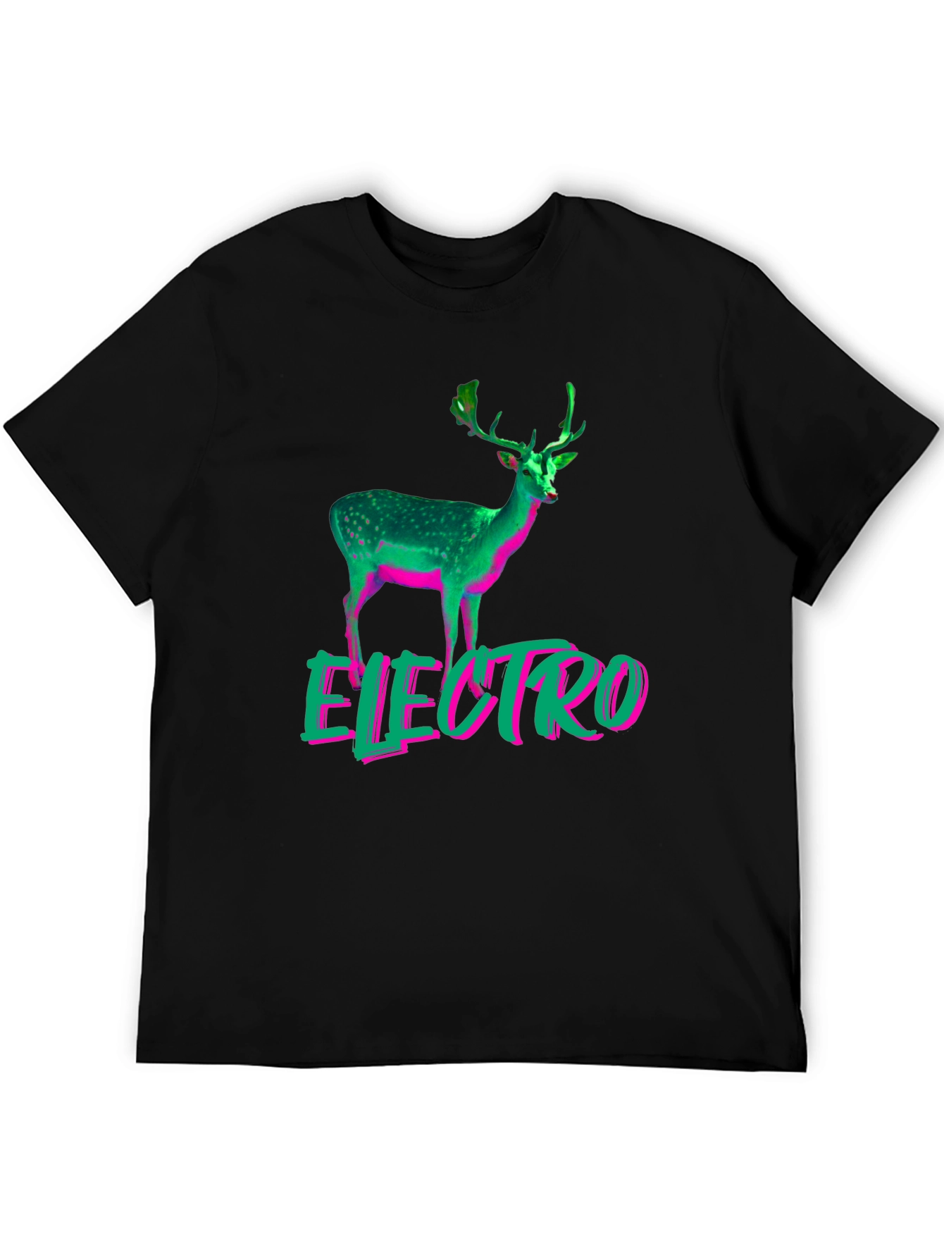 Electro Deer Graphic Tee - Stylish Mens Black T-Shirt