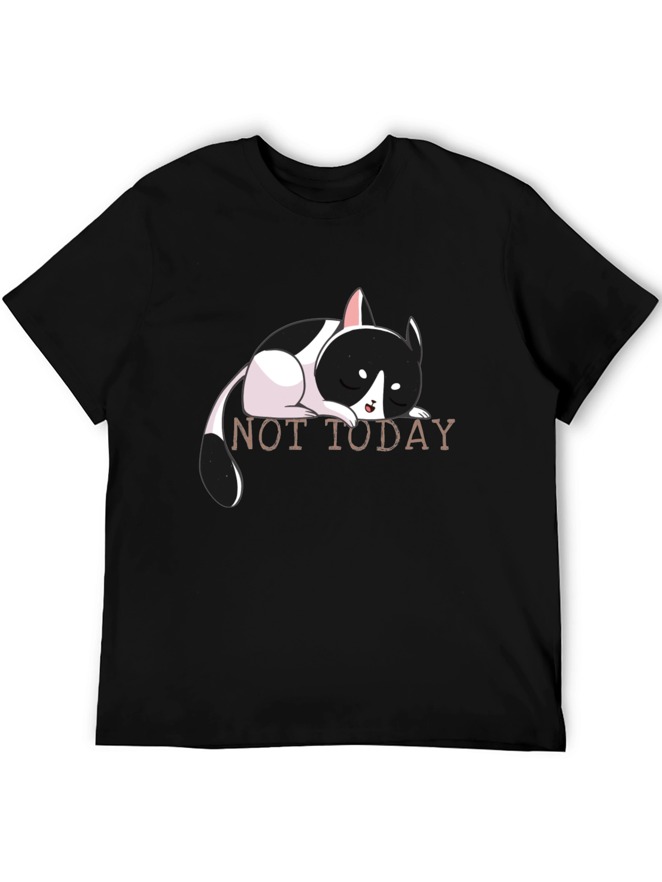 Not Today Cat Graphic Tee - Black Cotton T-Shirt