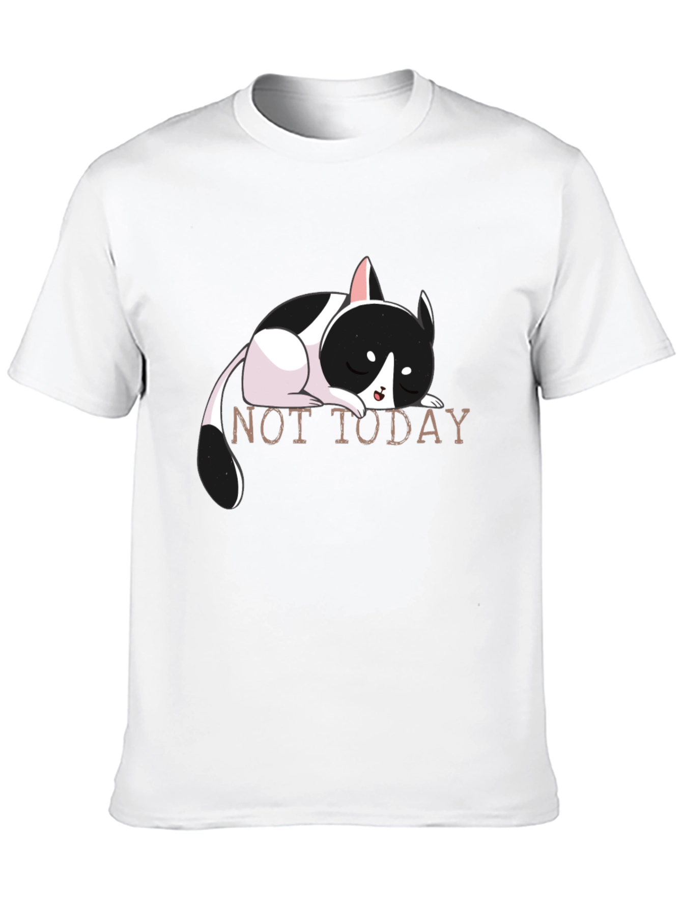 Not Today Cat Graphic Tee - Black Cotton T-Shirt