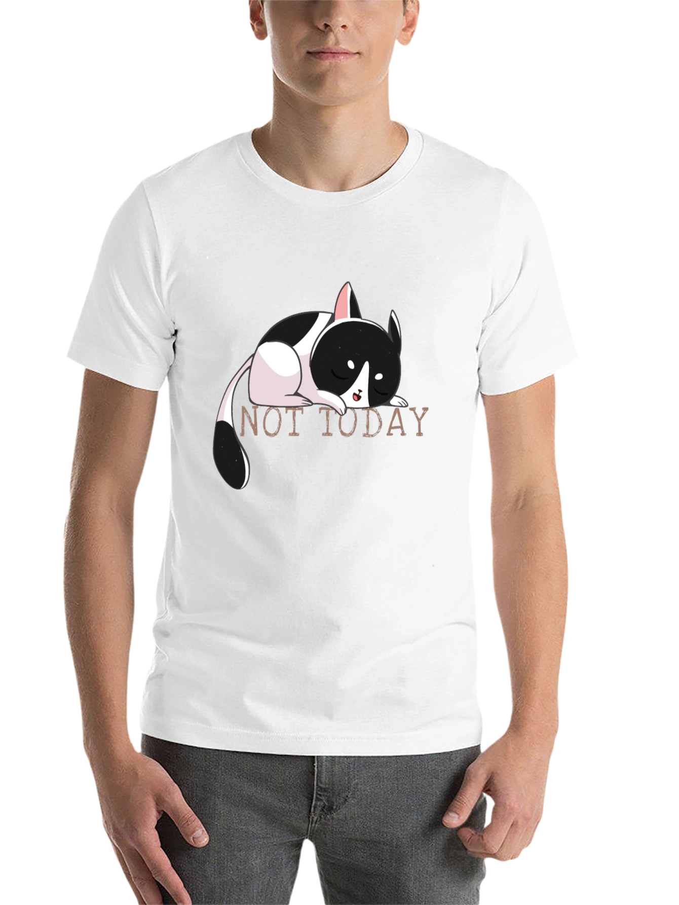 Not Today Cat Graphic Tee - Black Cotton T-Shirt