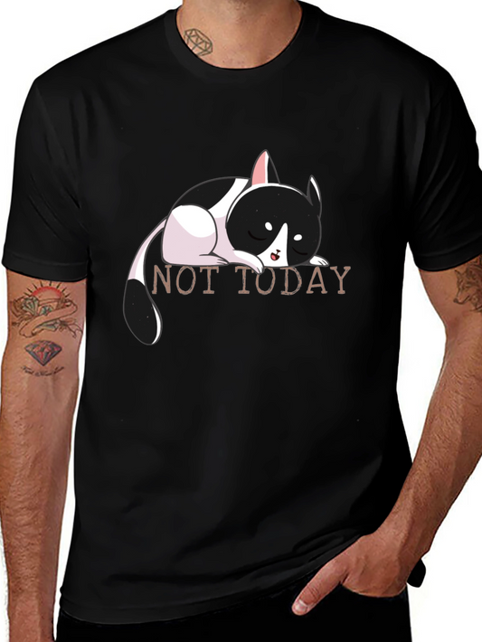 Not Today Cat Graphic Tee - Black Cotton T-Shirt