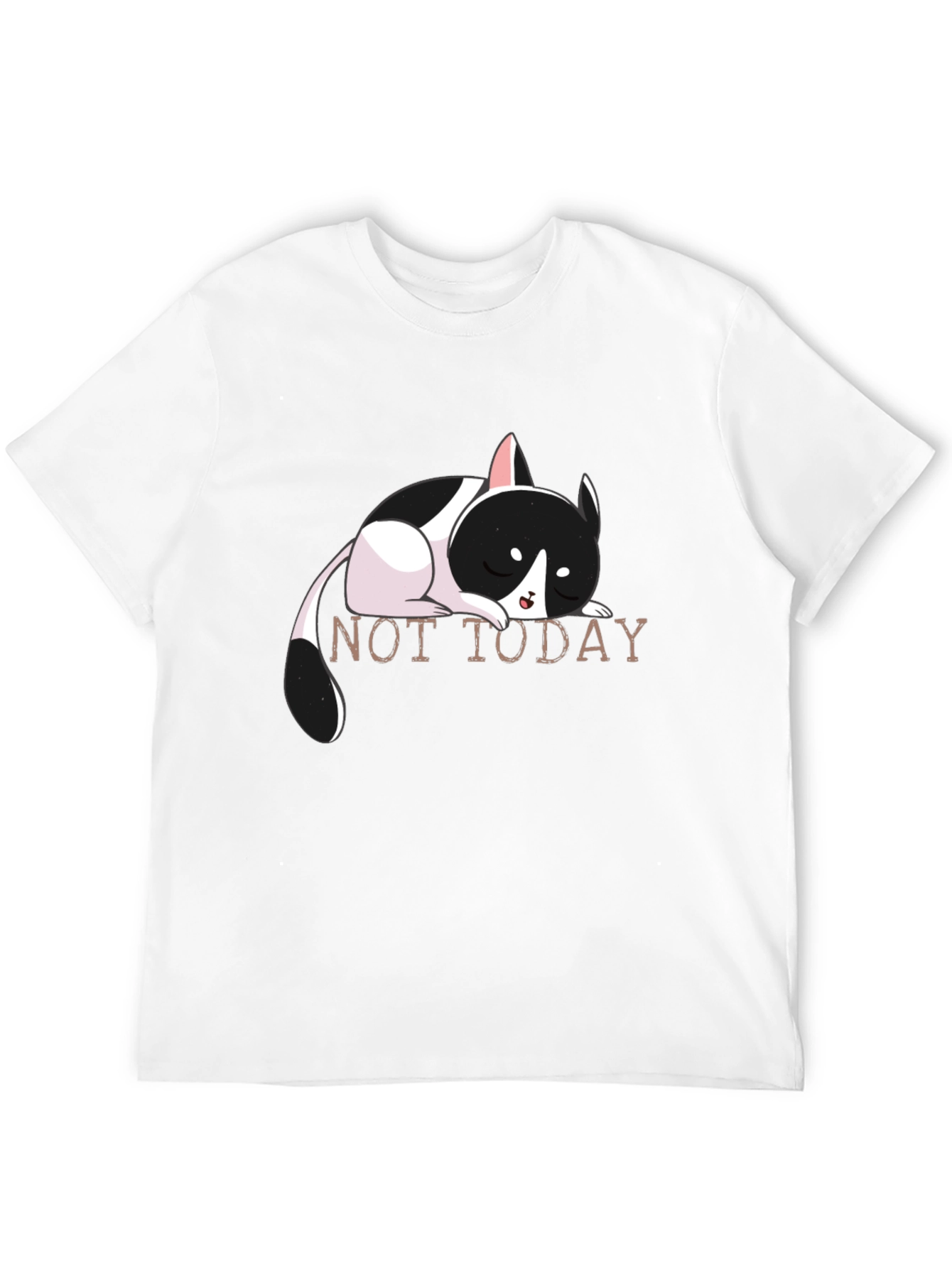 Not Today Cat Graphic Tee - Black Cotton T-Shirt