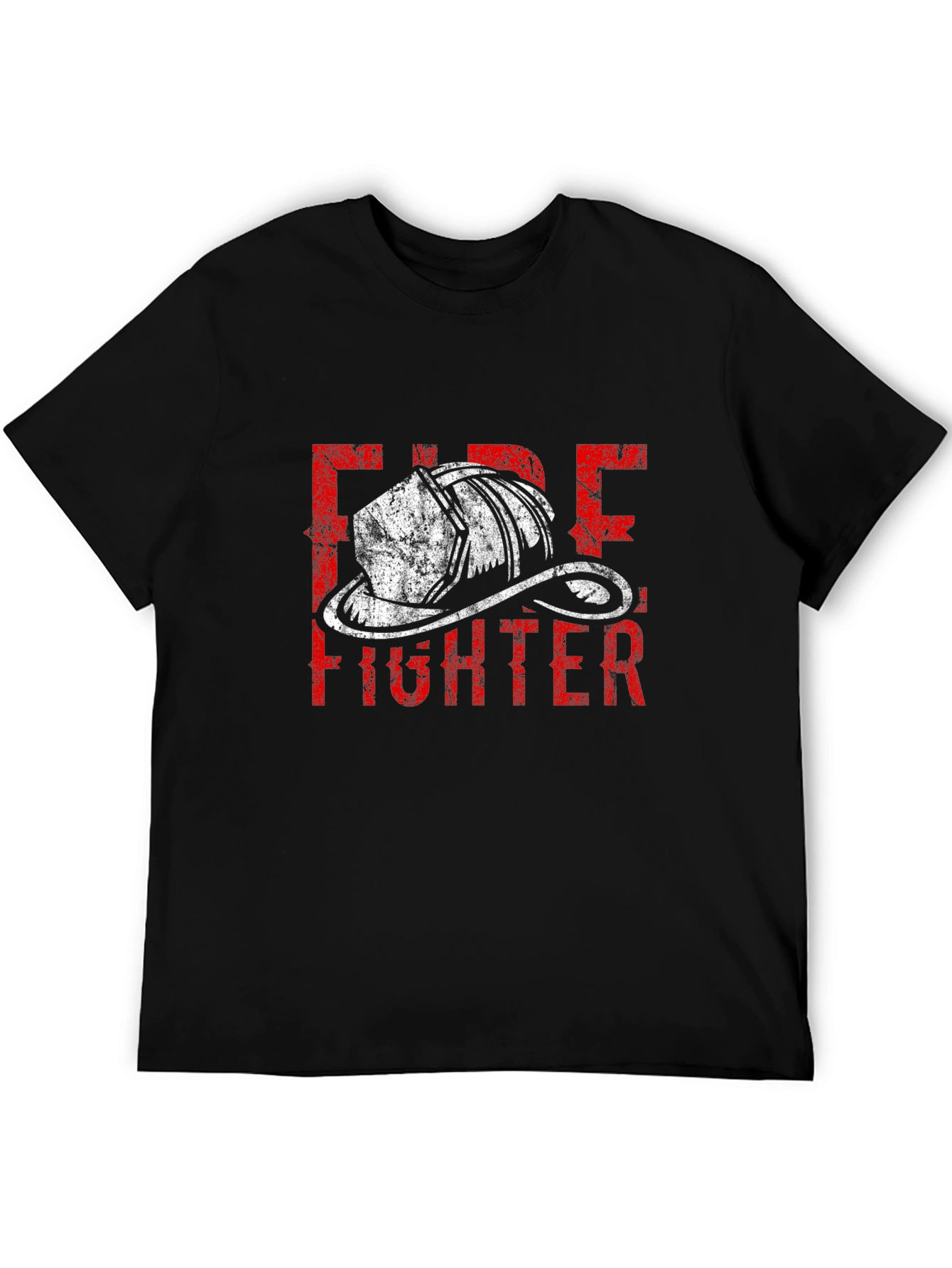 Firefighter Helmet Graphic Tee - Black Cotton