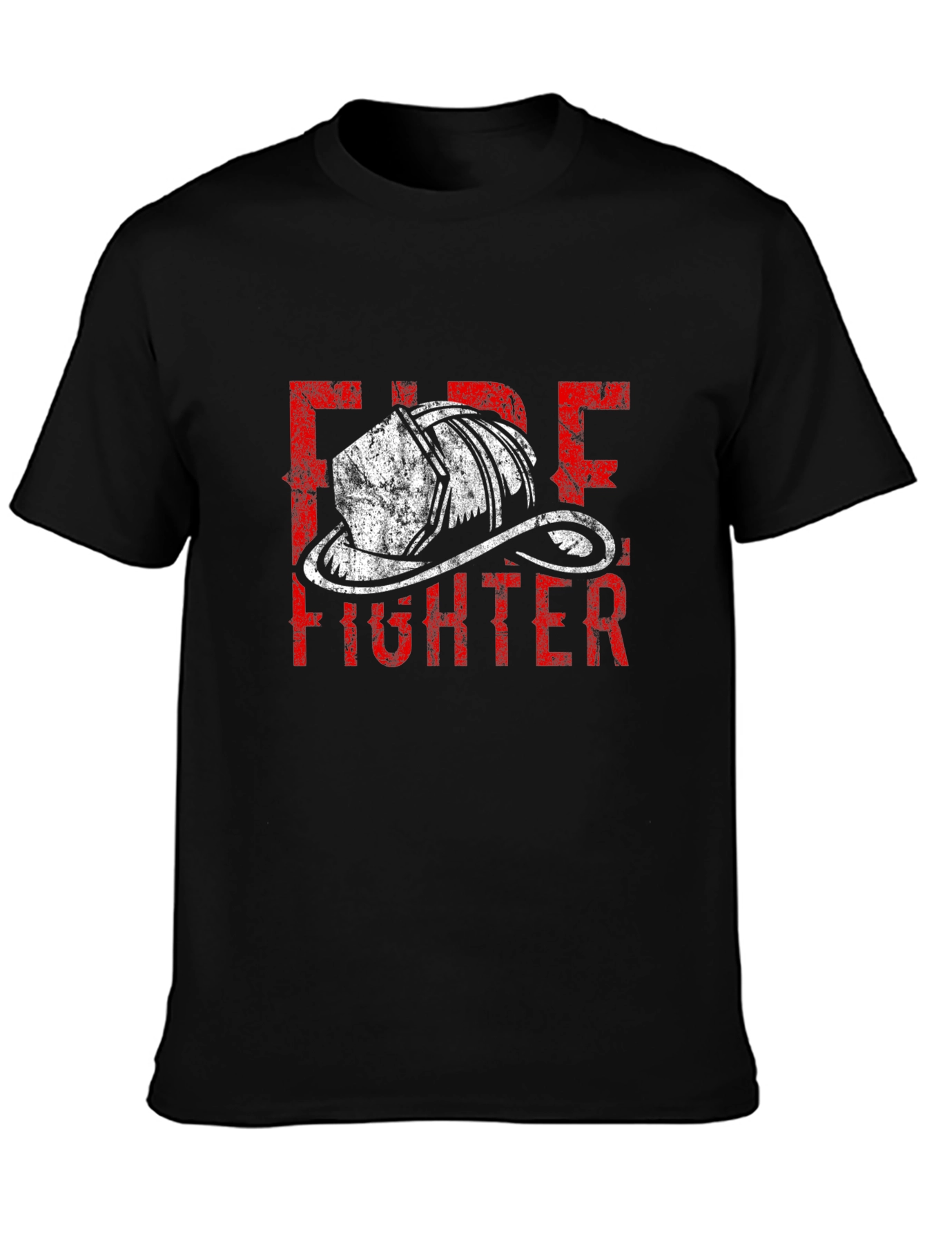 Firefighter Helmet Graphic Tee - Black Cotton