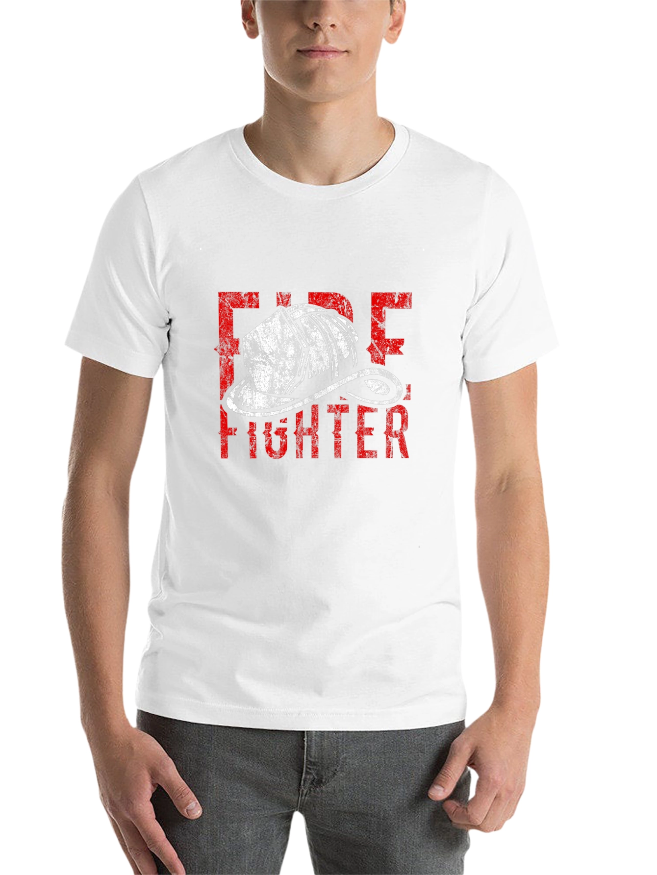 Firefighter Helmet Graphic Tee - Black Cotton