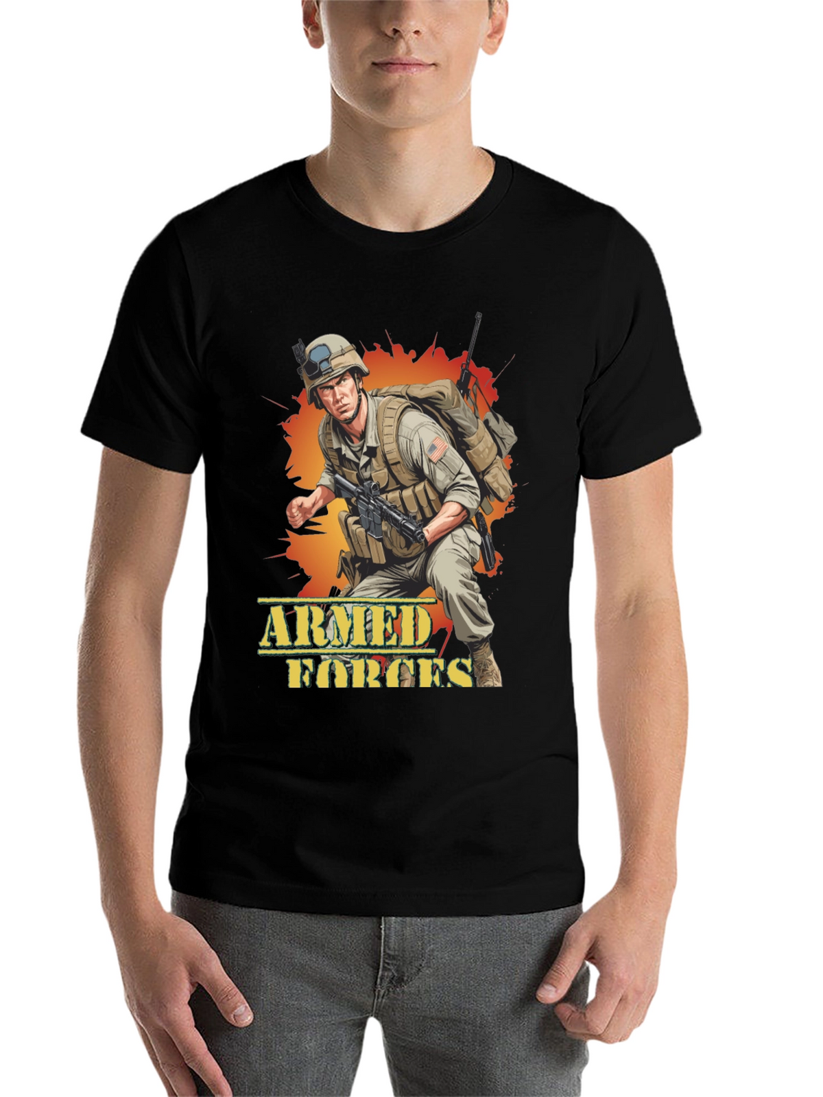 Armed Forces Graphic Tee - Military Soldier Design