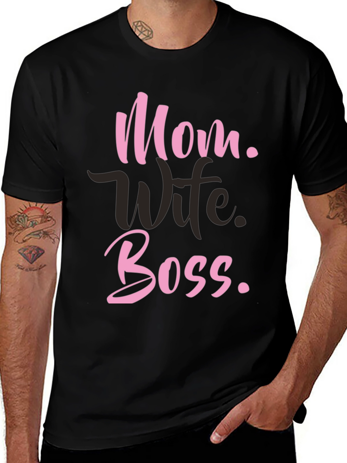 Mom Wife Boss T-Shirt - Black Graphic Tee