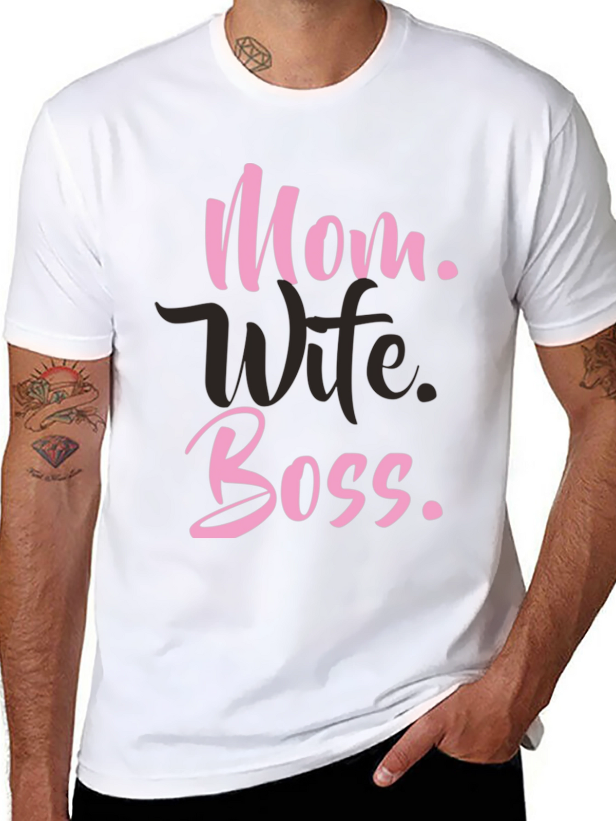 Mom Wife Boss T-Shirt - Black Graphic Tee