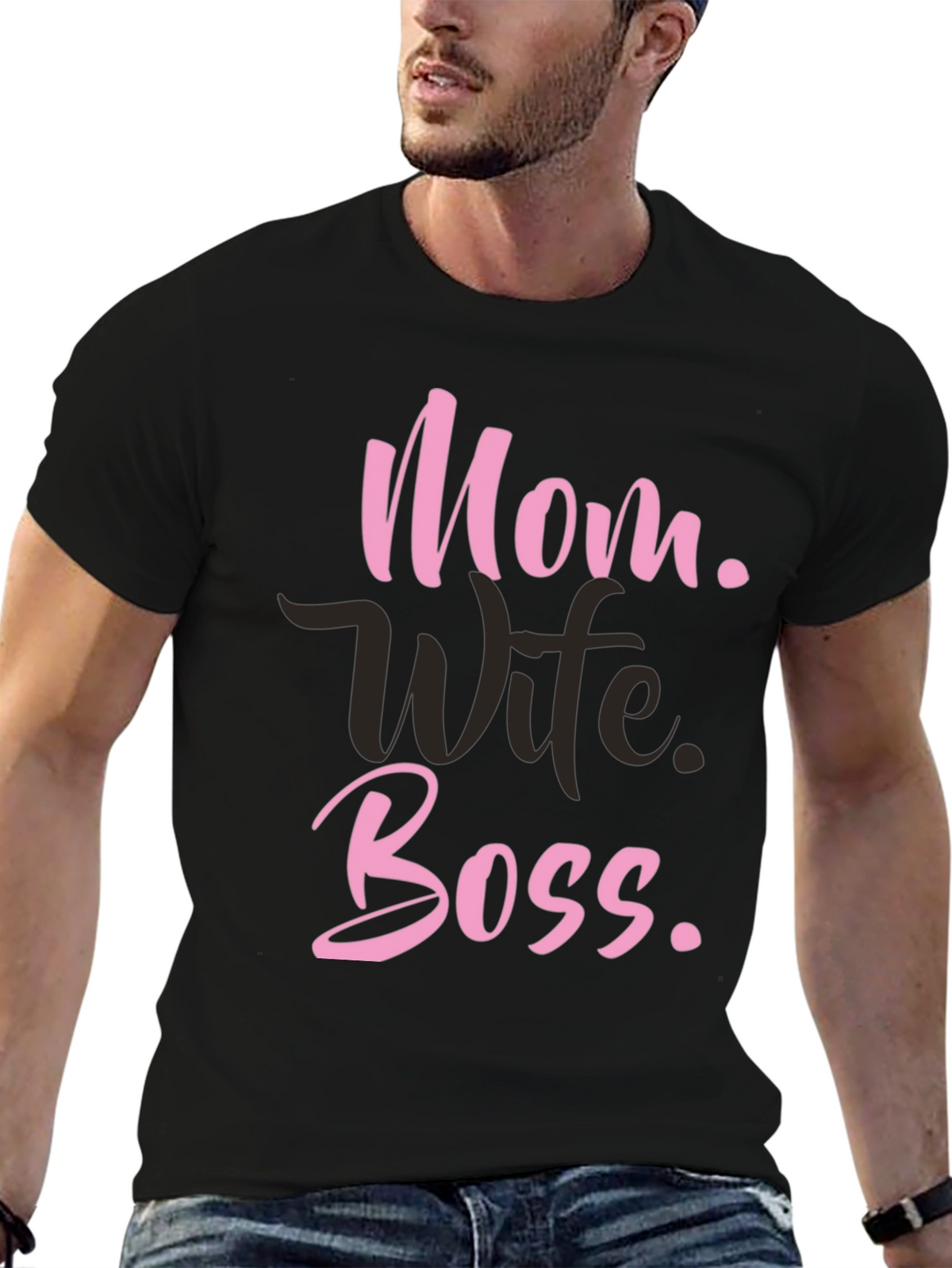 Mom Wife Boss T-Shirt - Black Graphic Tee