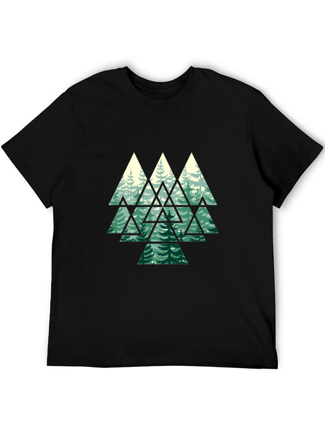 Geometric Forest Graphic Tee - Mens Black T-Shirt