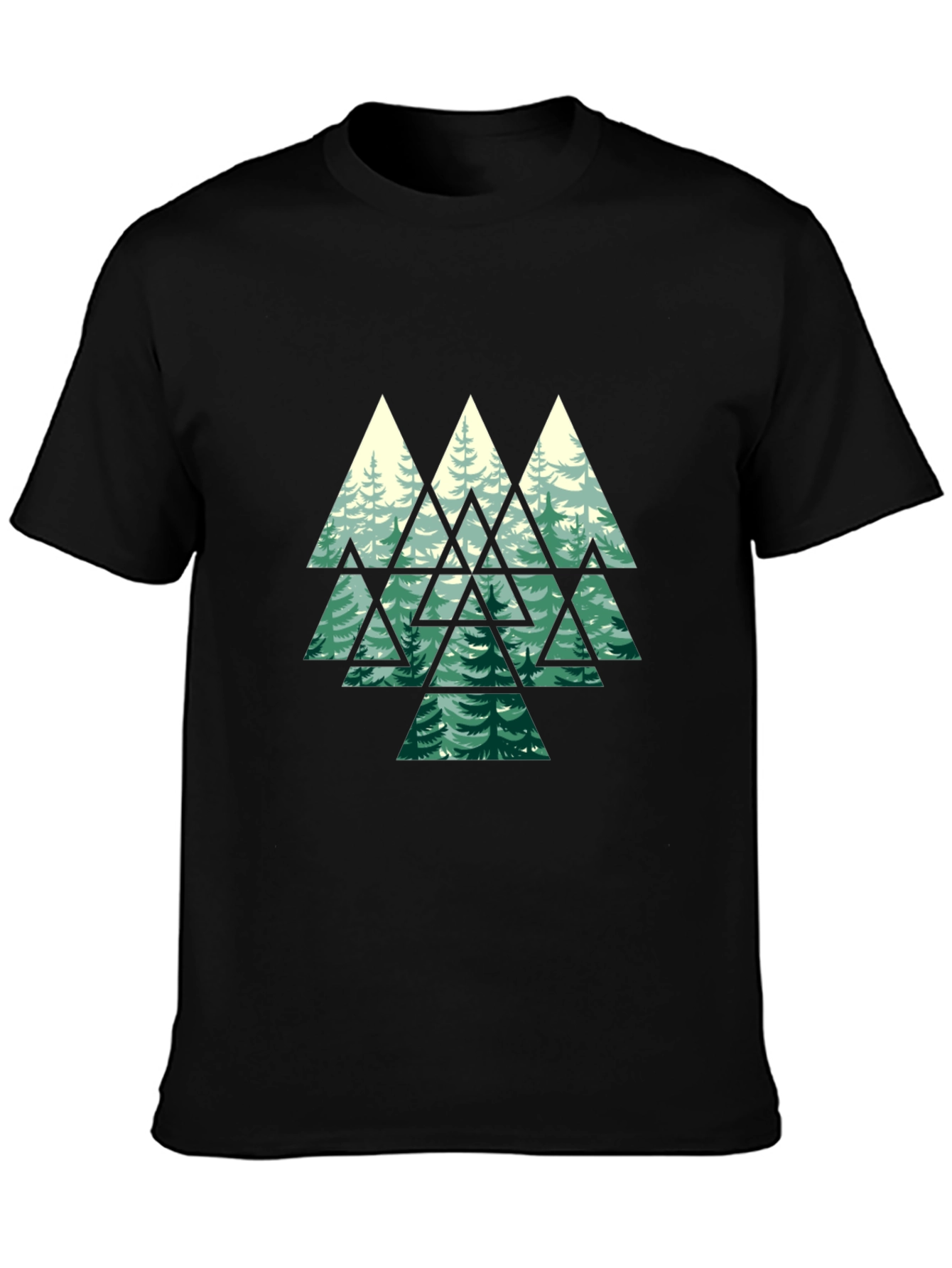 Geometric Forest Graphic Tee - Mens Black T-Shirt