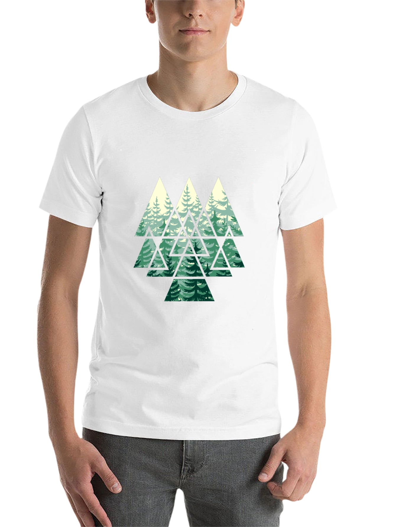 Geometric Forest Graphic Tee - Mens Black T-Shirt