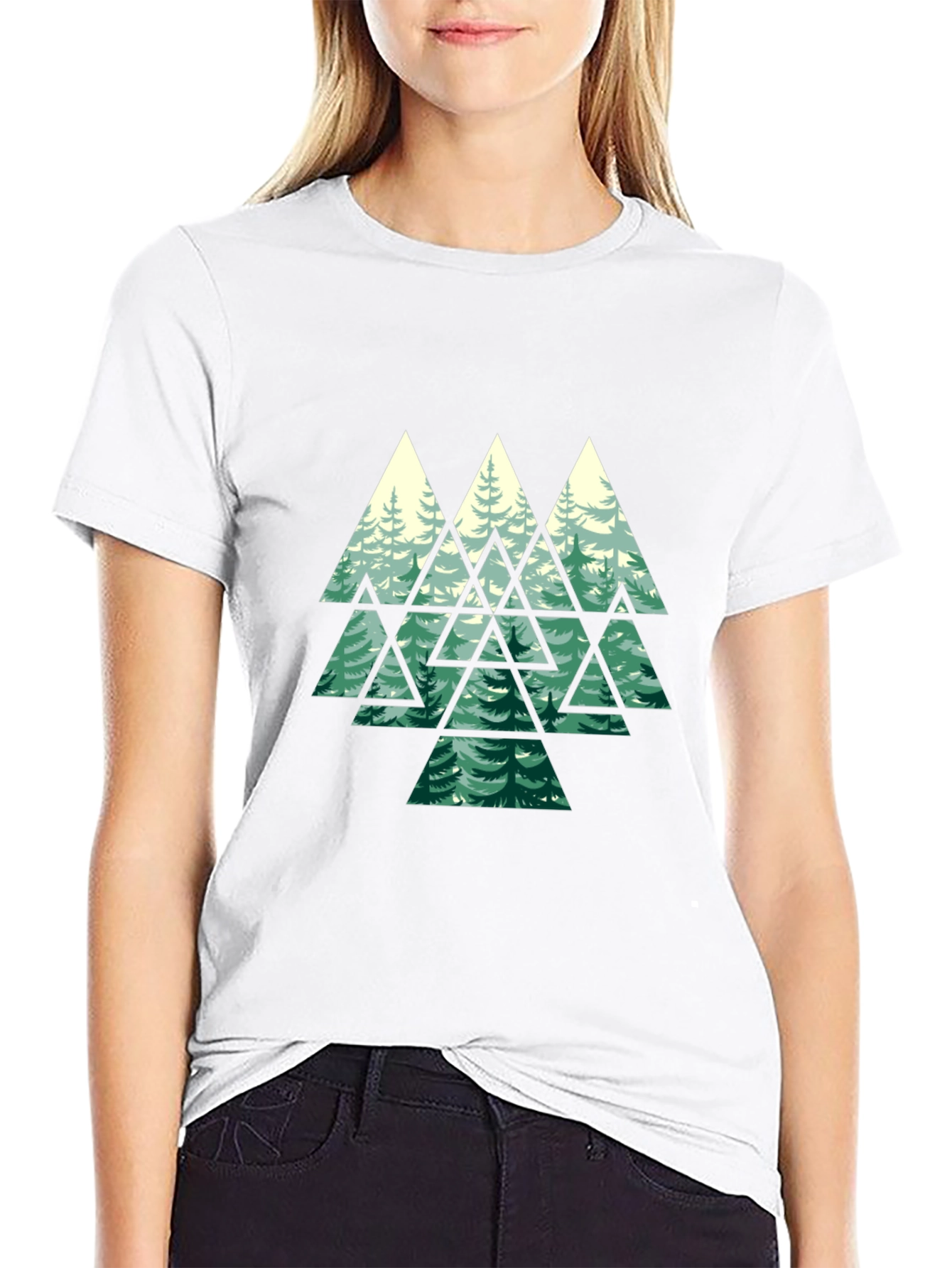 Geometric Forest Graphic Tee - Mens Black T-Shirt
