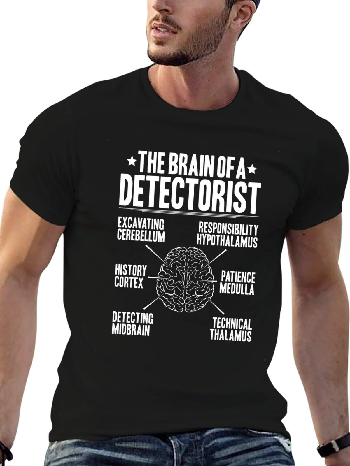 Detectorist Brain Anatomy Funny T-Shirt