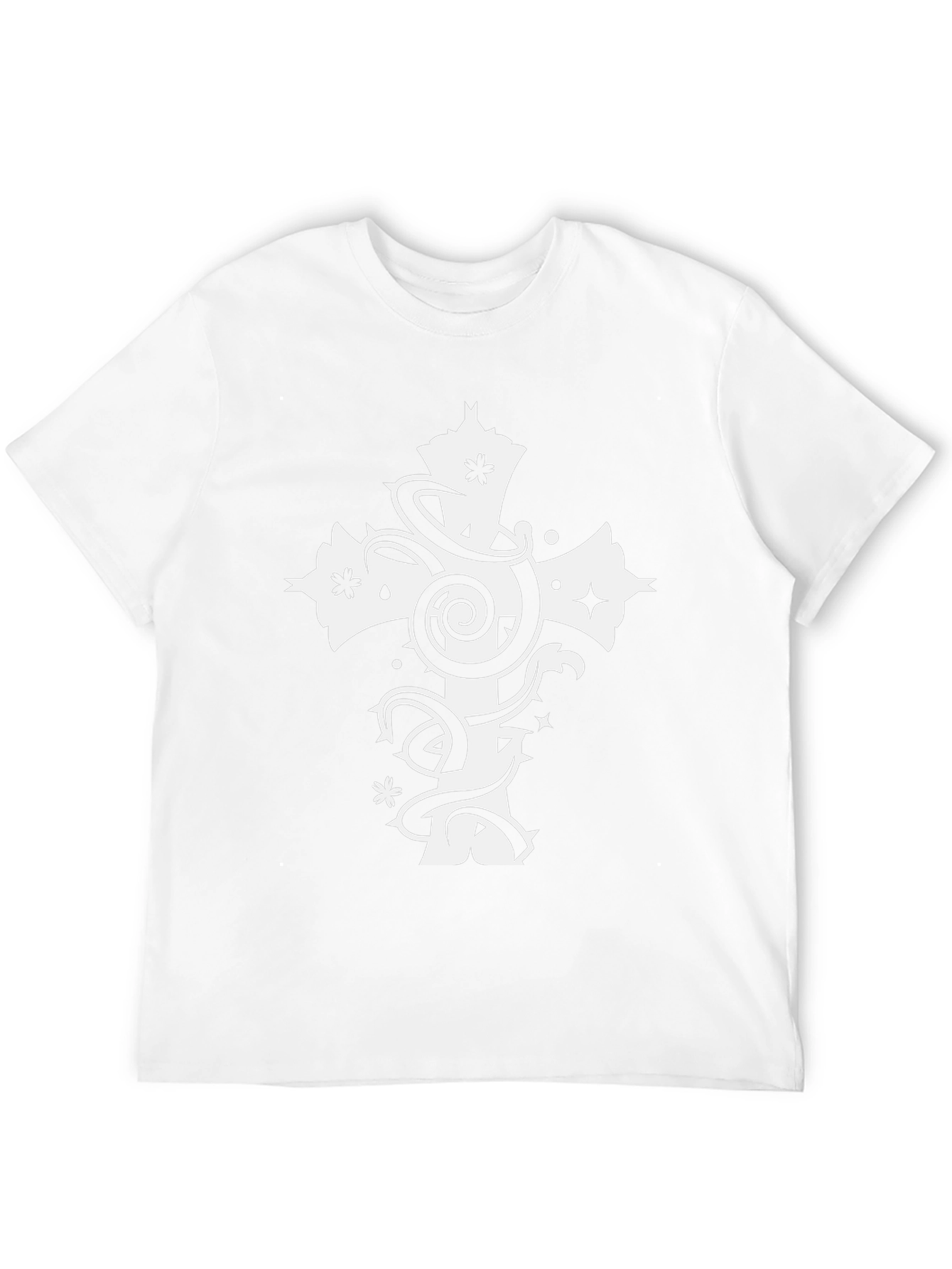 Black Tee with White Cross Graphic