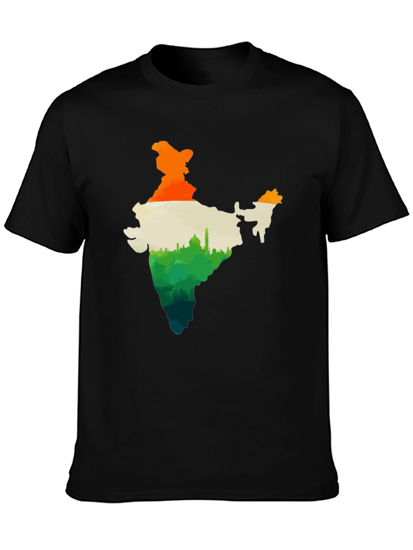 India Map Graphic Tee - Black Cotton T-Shirt