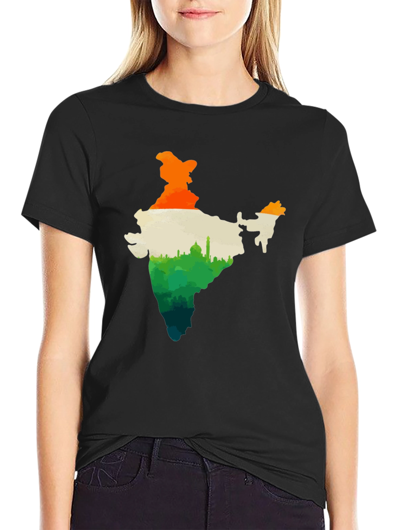 India Map Graphic Tee - Black Cotton T-Shirt