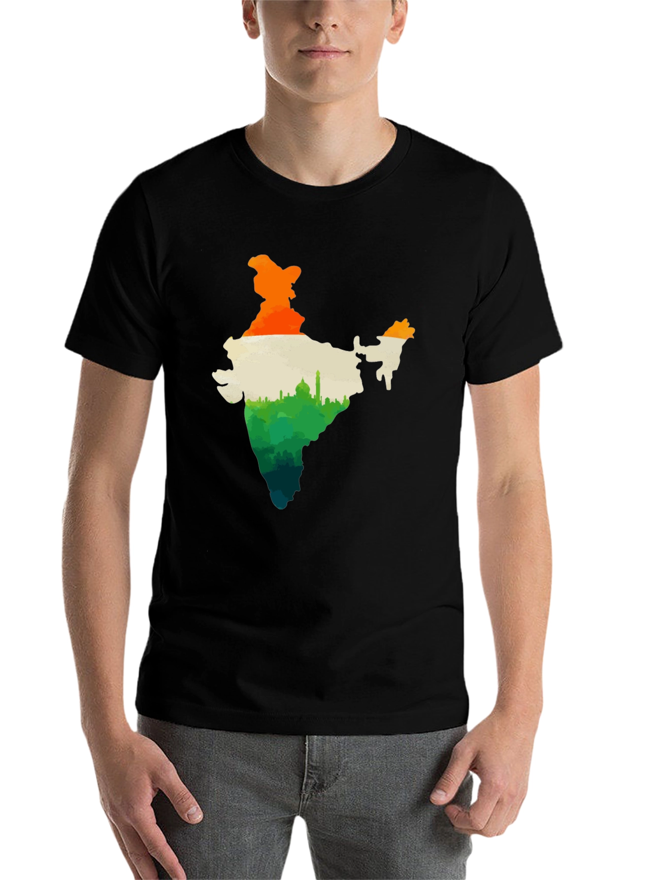 India Map Graphic Tee - Black Cotton T-Shirt