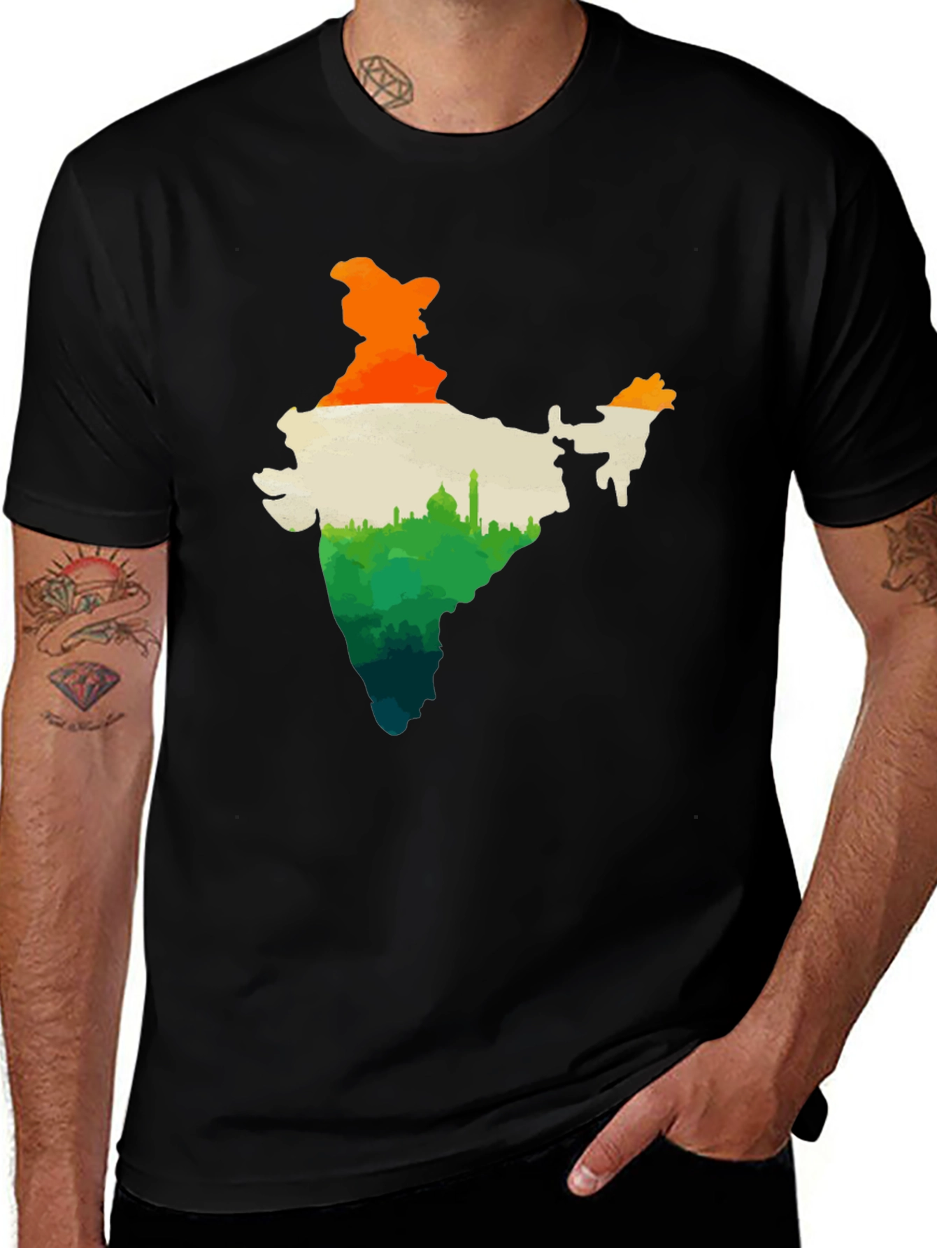 India Map Graphic Tee - Black Cotton T-Shirt