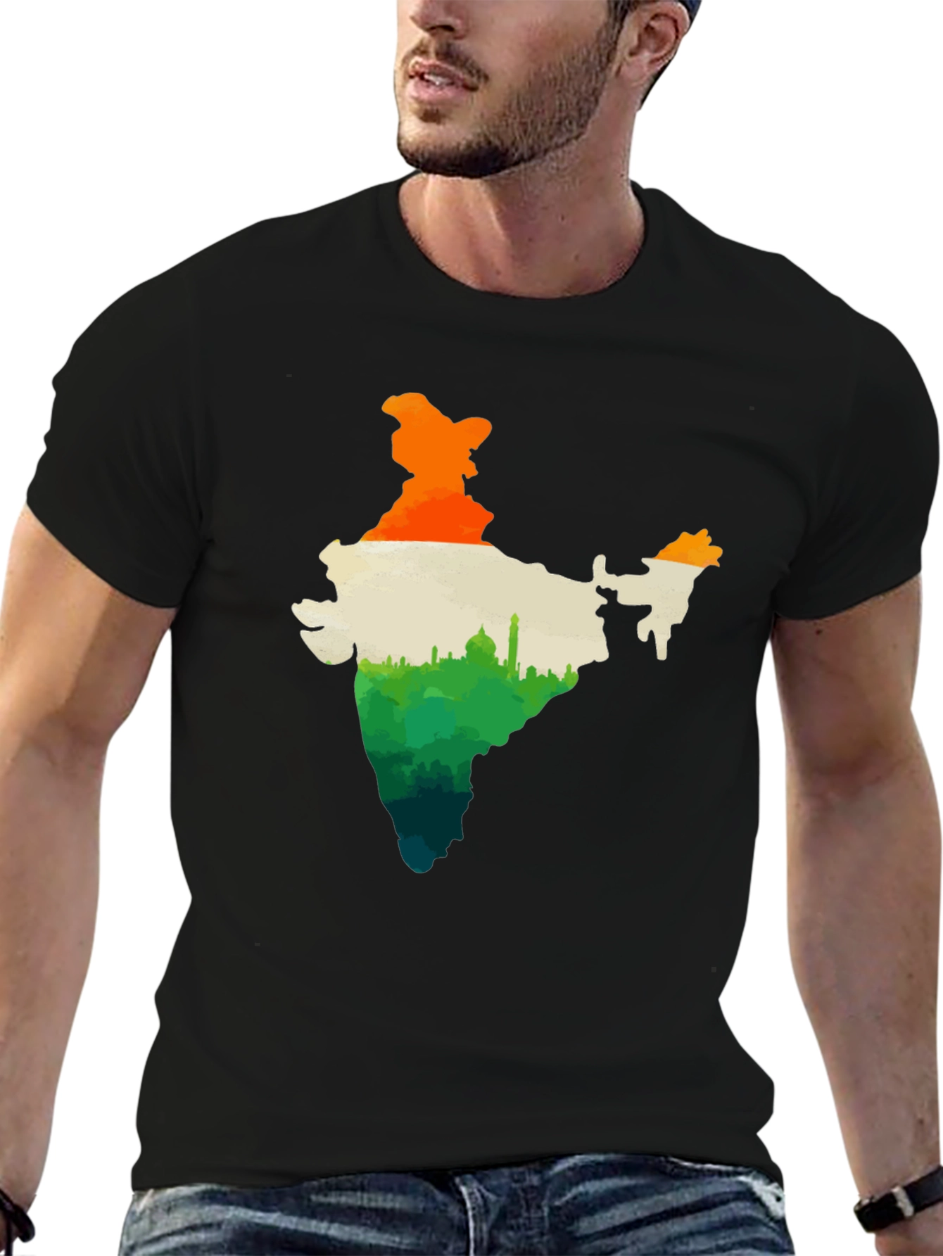 India Map Graphic Tee - Black Cotton T-Shirt