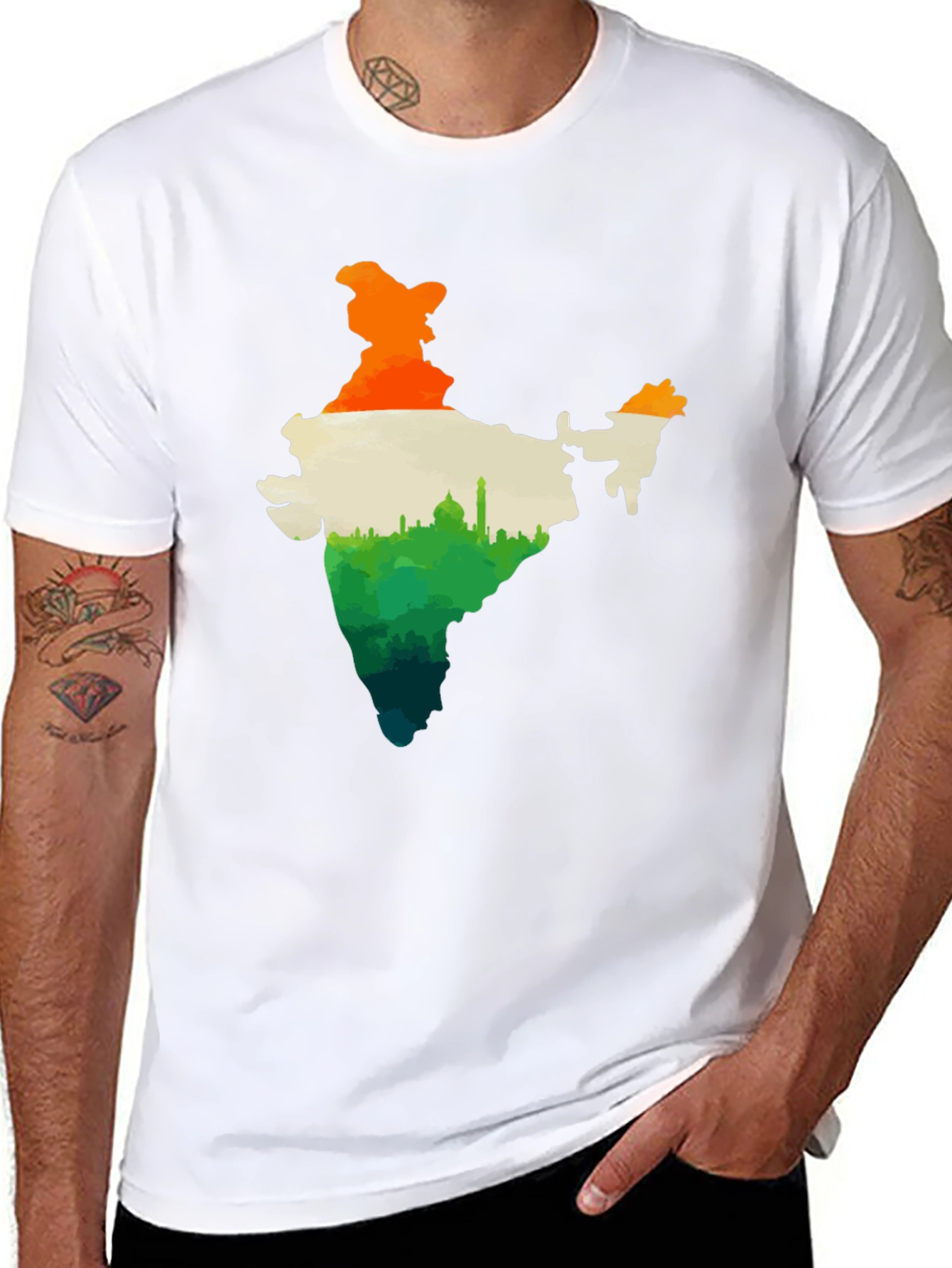 India Map Graphic Tee - Black Cotton T-Shirt