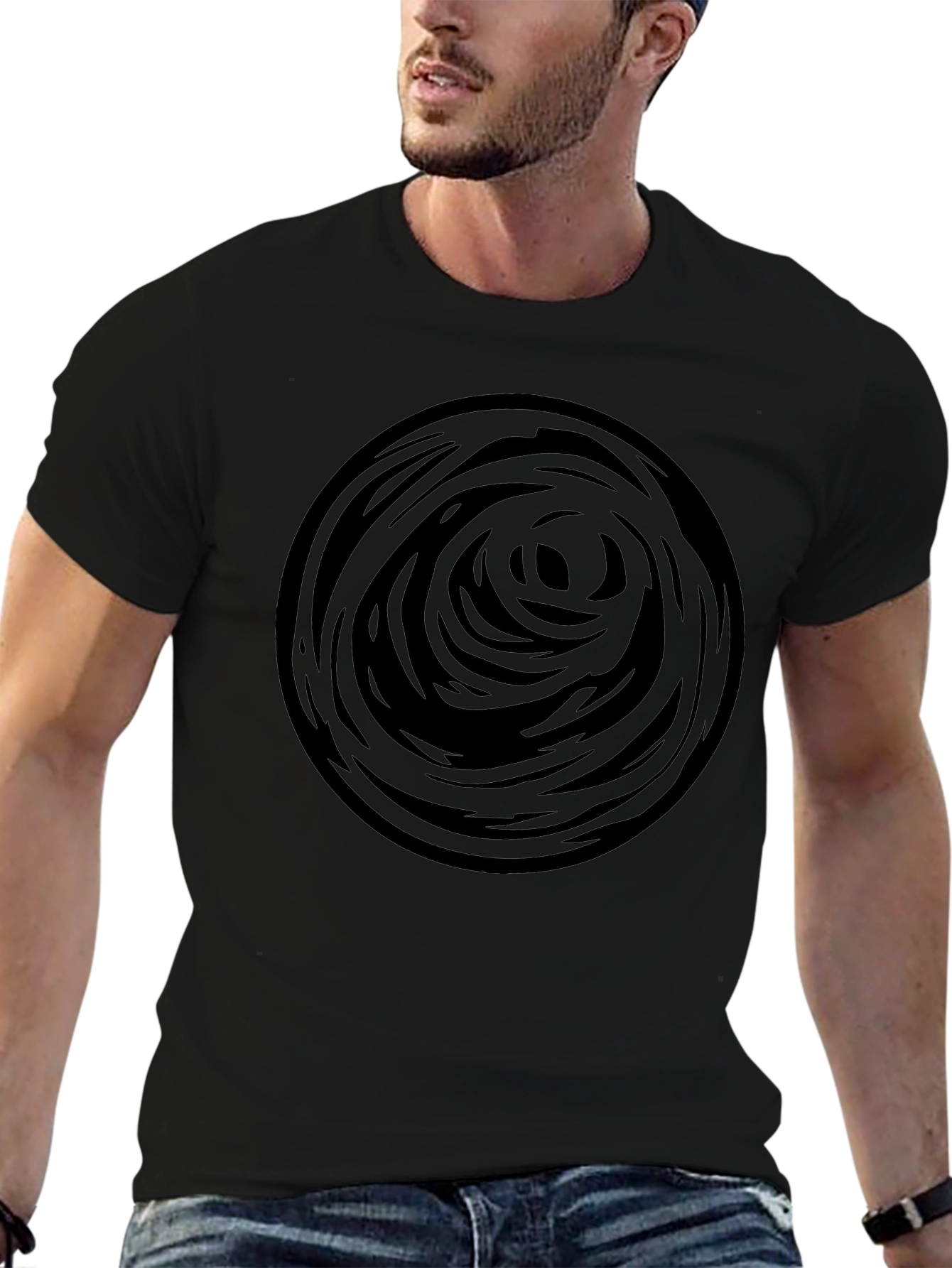 Abstract Circle Graphic Tee - Black