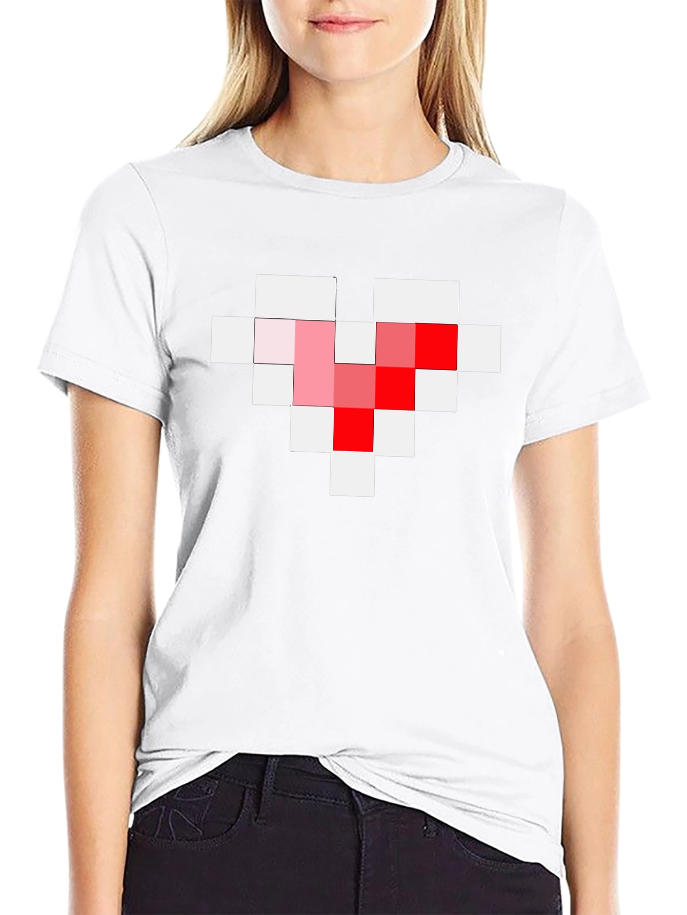 Pixel Heart Graphic Tee - Gamer Style Black T-Shirt